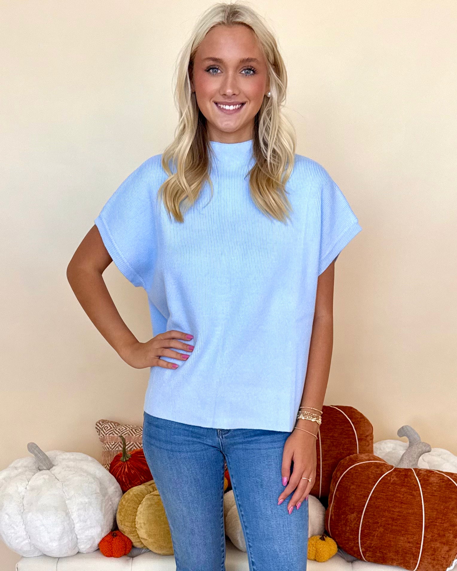 On A Daily Basis Sky Blue Sweater-Shop-Womens-Boutique-Clothing