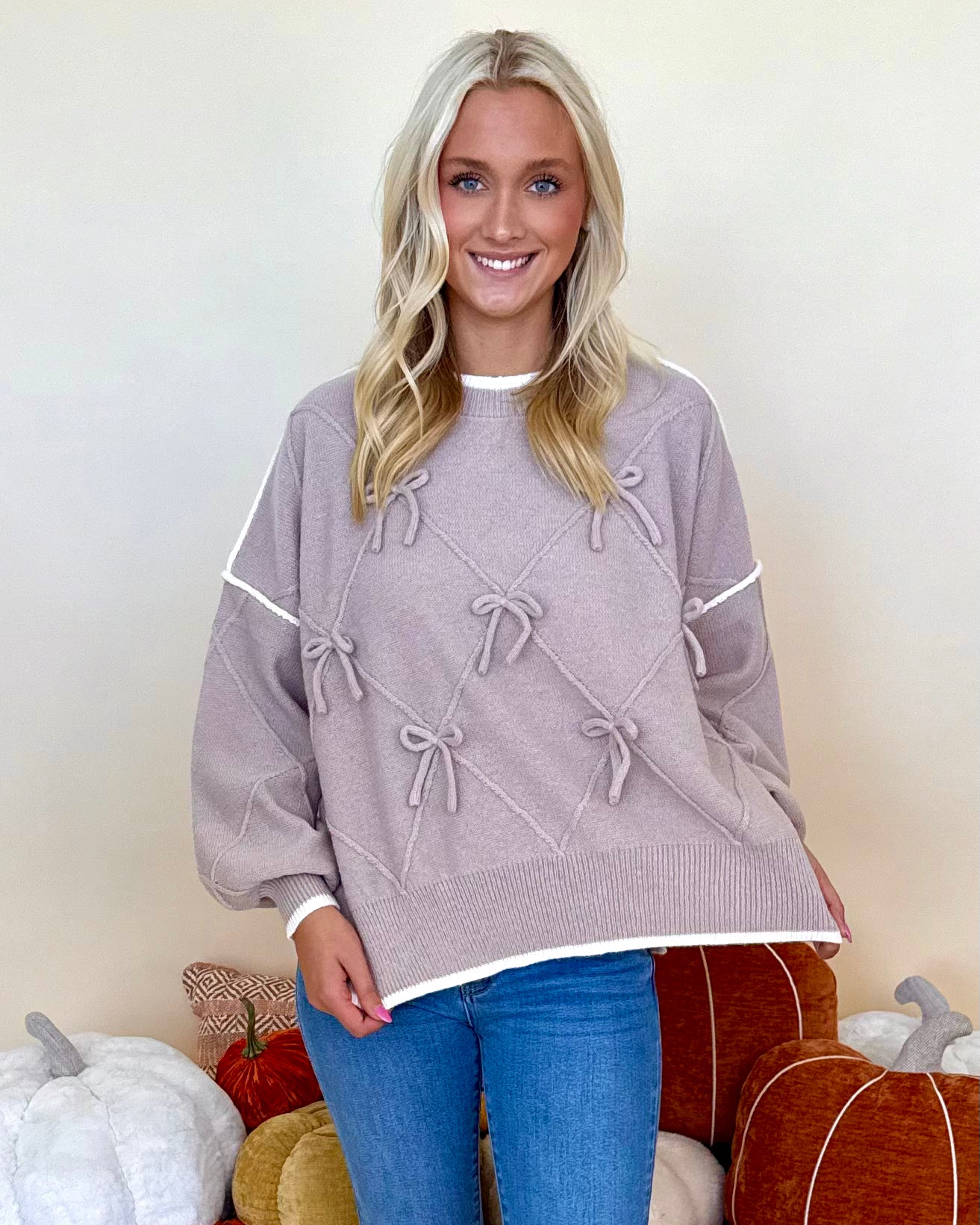 How We Planned Taupe Bow Sweater-Shop-Womens-Boutique-Clothing