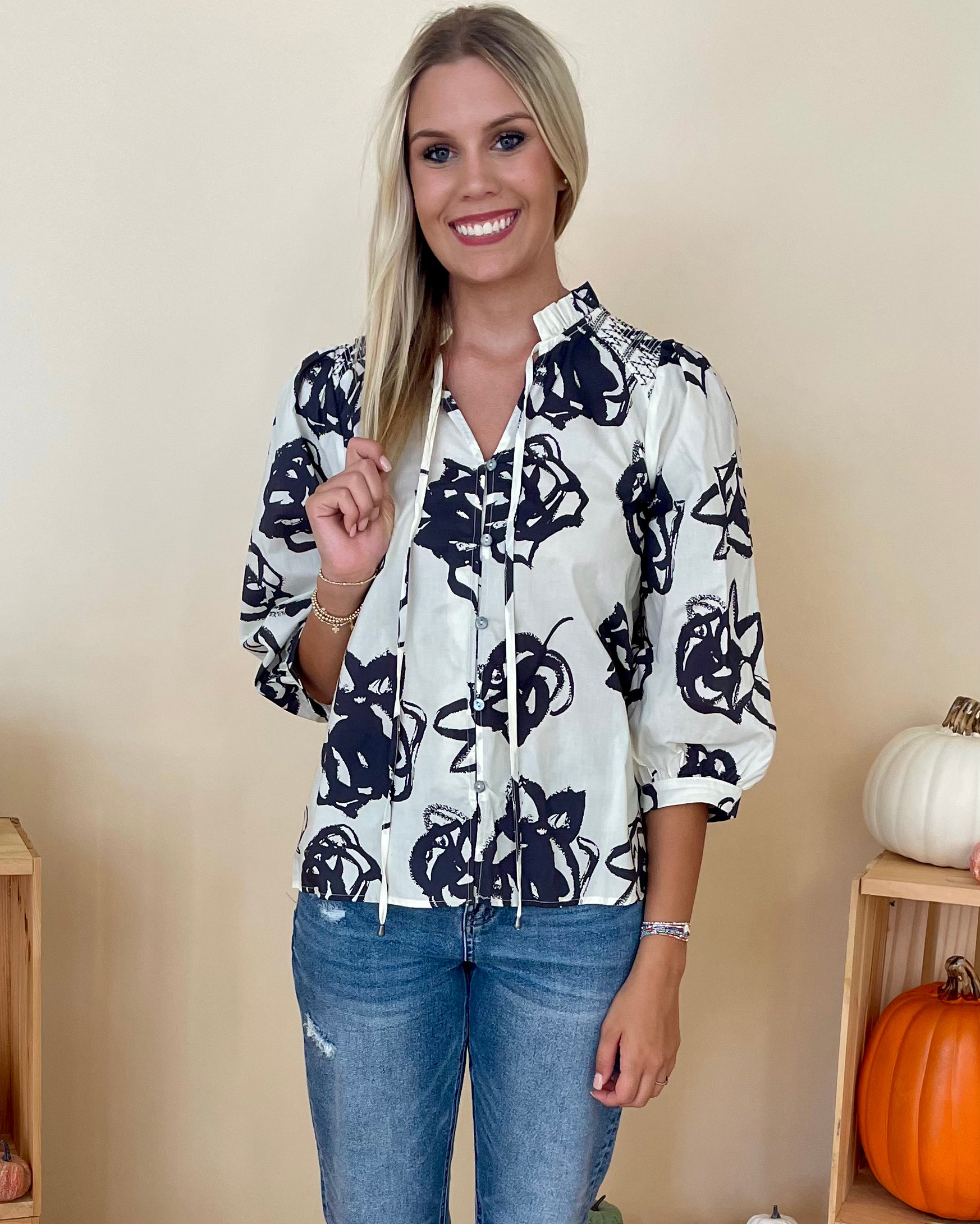 Walk About Cream Print Top-Shop-Womens-Boutique-Clothing