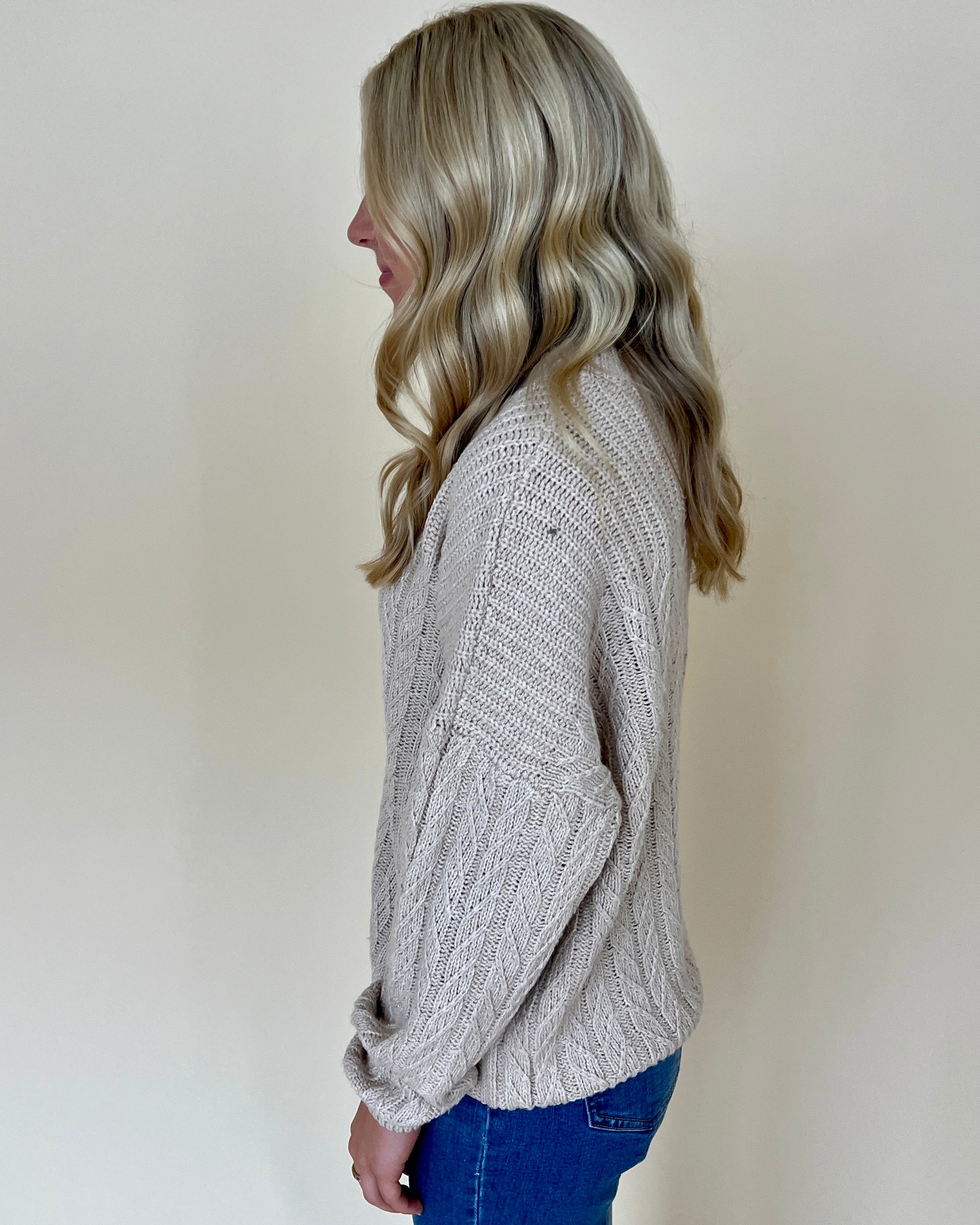 More To Say Sand Crochet Knit Sweater-Shop-Womens-Boutique-Clothing