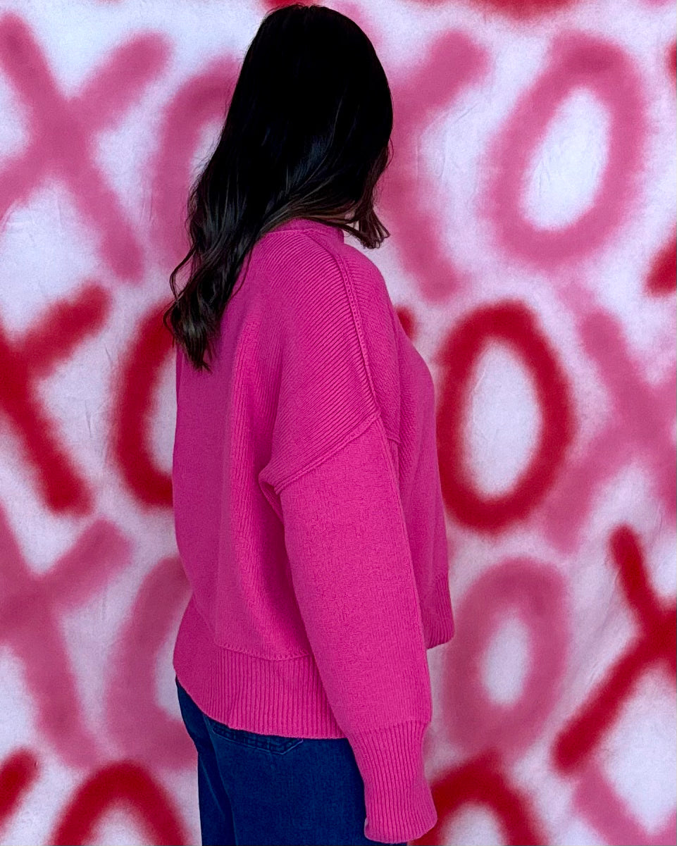 Your Day Fuchsia Wide Neck Band Sweater-Shop-Womens-Boutique-Clothing