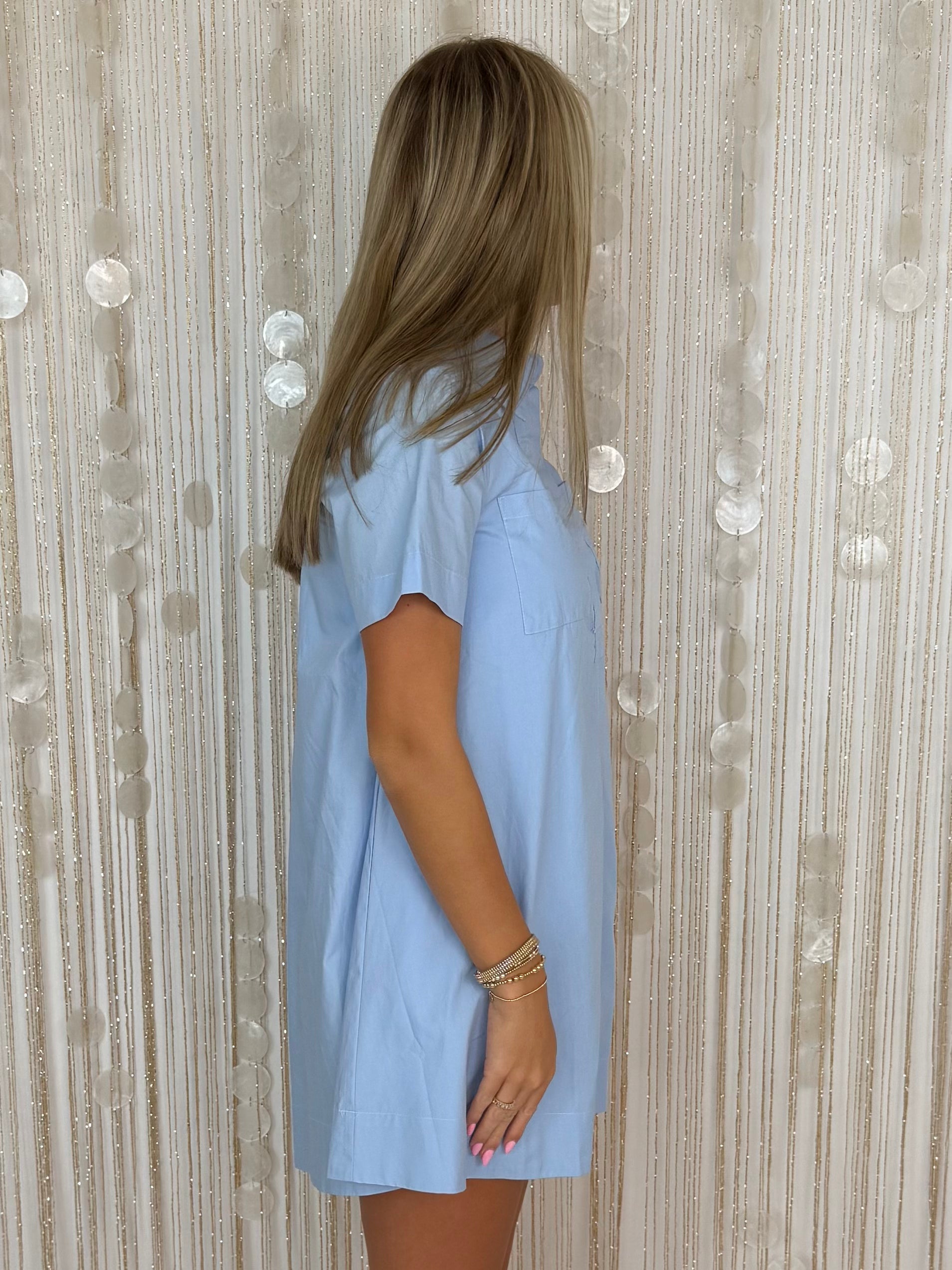 Alongside Baby Blue Button Stitch Dress-Shop-Womens-Boutique-Clothing