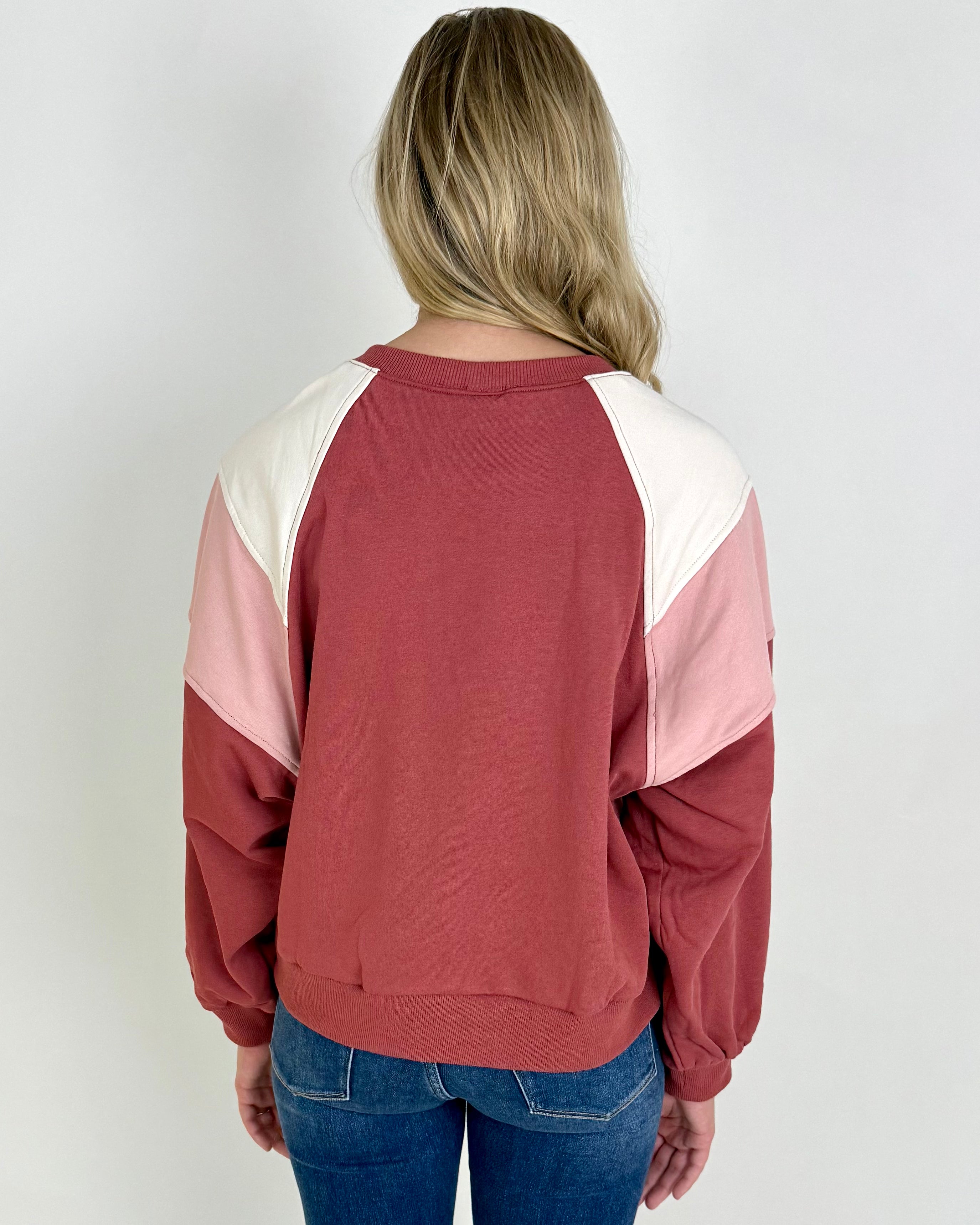 Turn Back Dark Pink Colorblock Sweatshirt-Shop-Womens-Boutique-Clothing