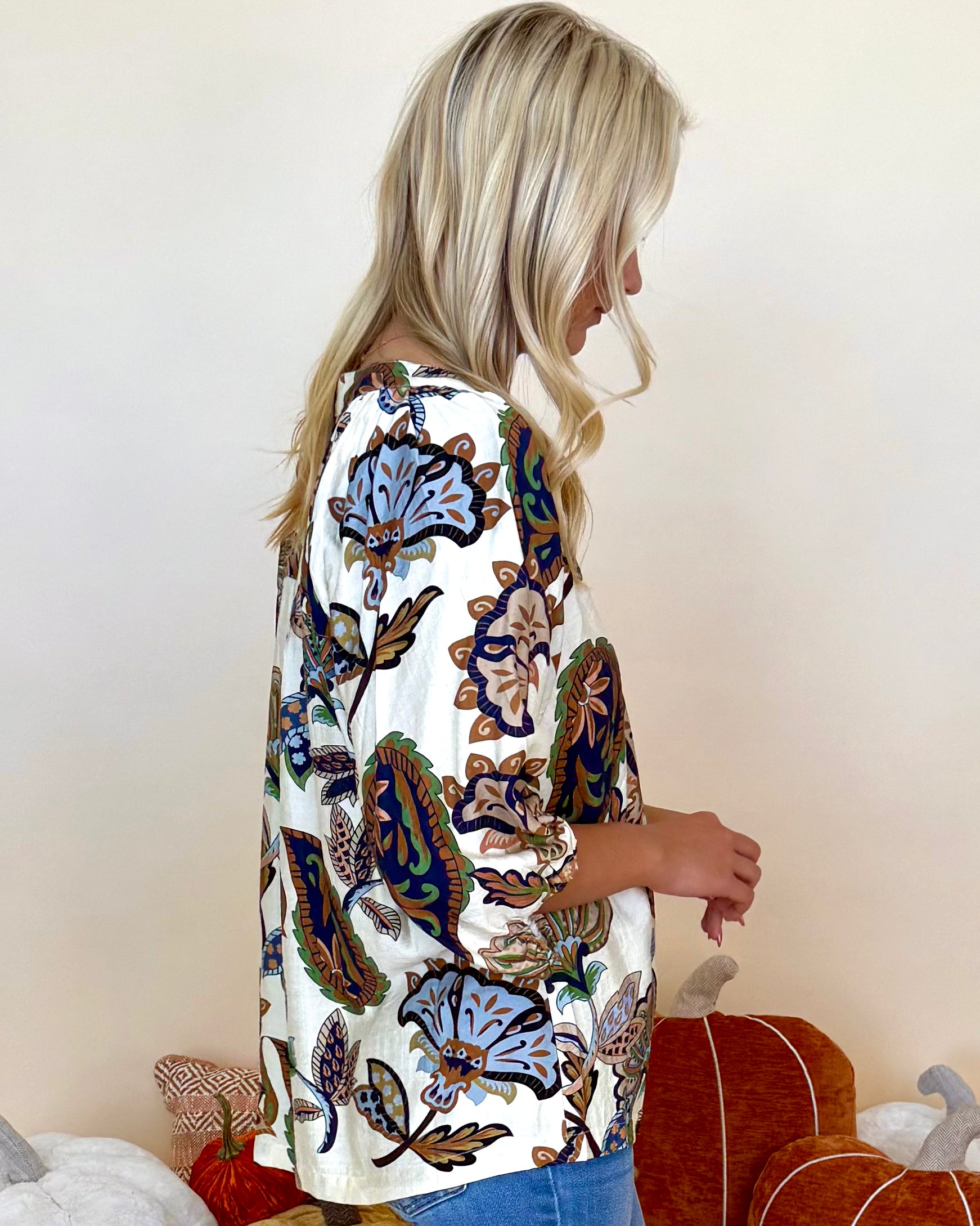 The Thoughtful Cream Abstract Button Top-Shop-Womens-Boutique-Clothing