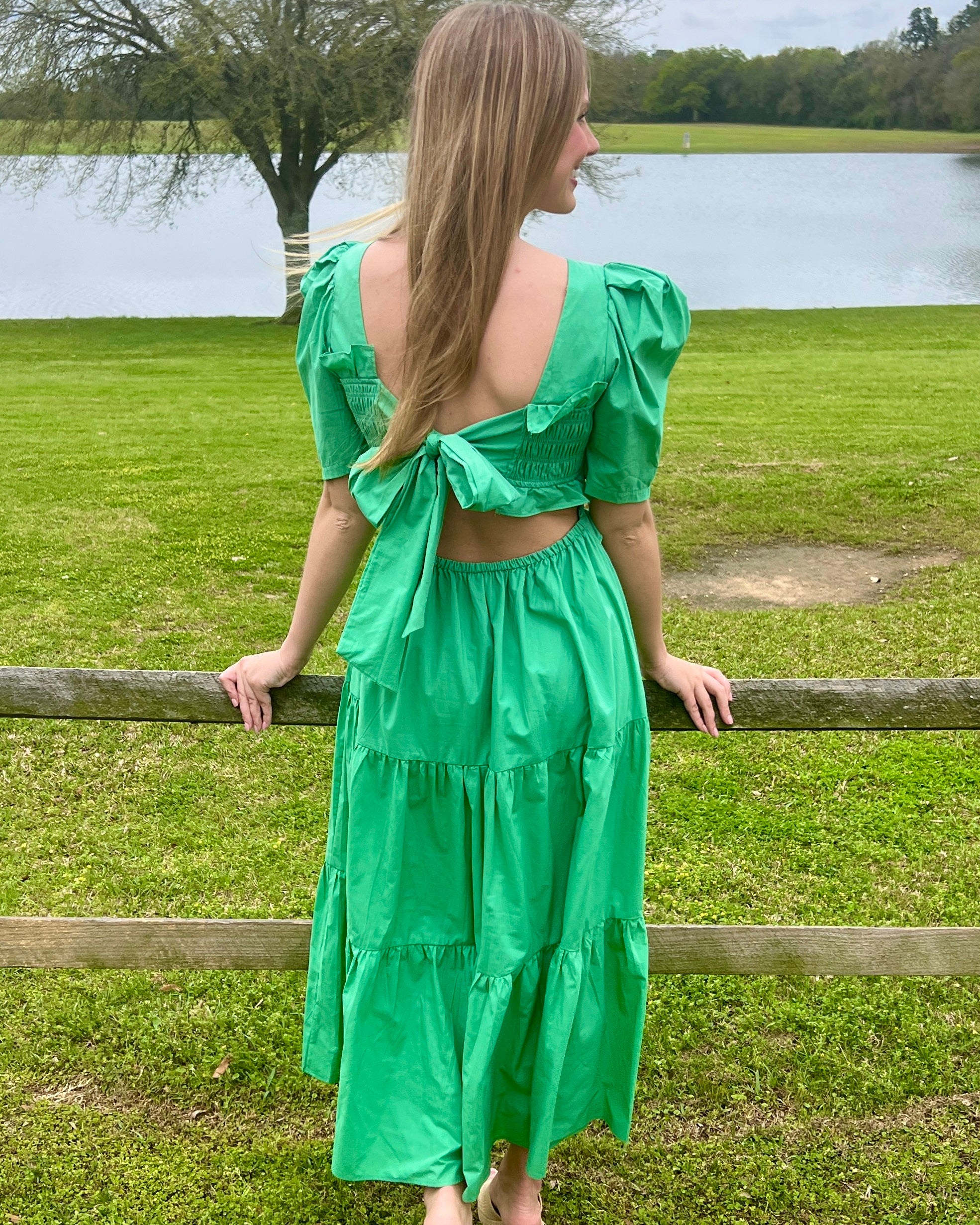 My Type Emerald Green Smocked Midi Dress-Shop-Womens-Boutique-Clothing