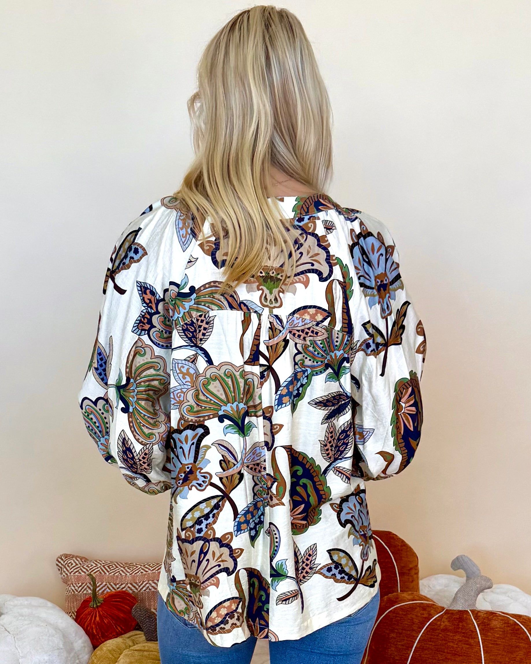 The Thoughtful Cream Abstract Button Top-Shop-Womens-Boutique-Clothing