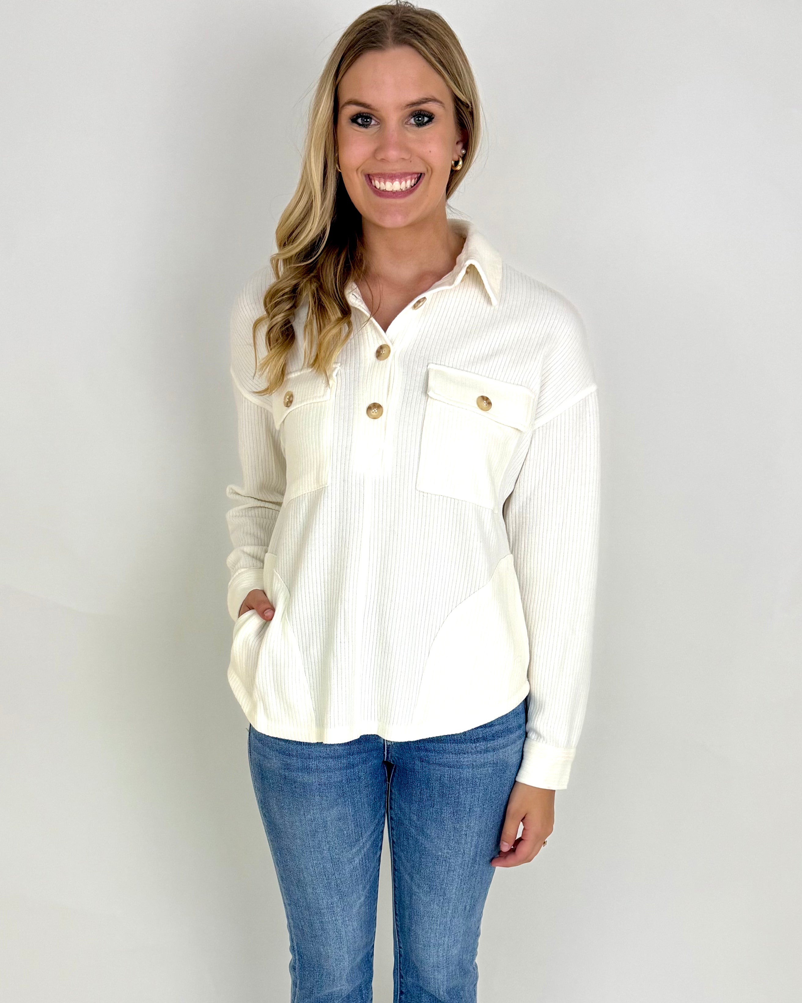 Want It Back Ivory Button Top-Shop-Womens-Boutique-Clothing