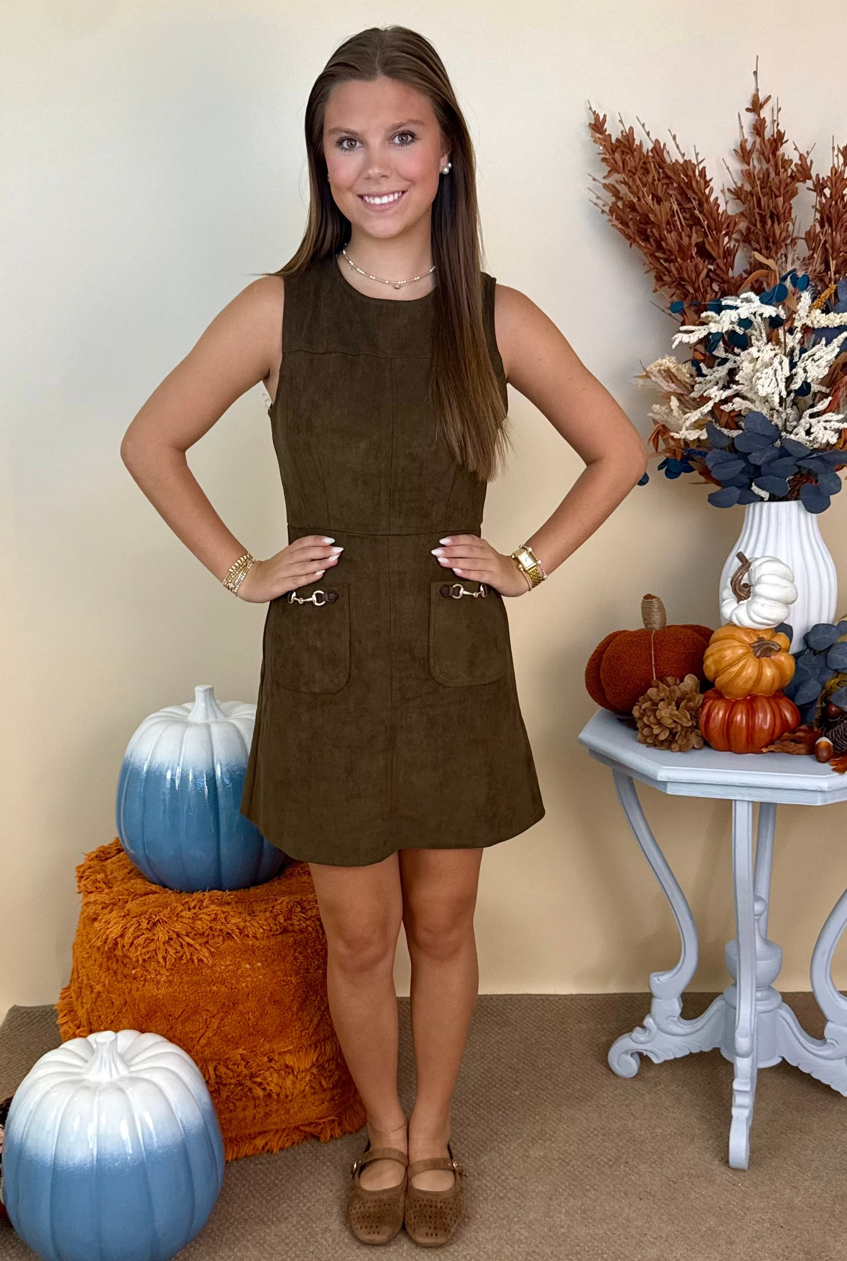 Feels Like Fall Wood Sleeveless Dress-Shop-Womens-Boutique-Clothing