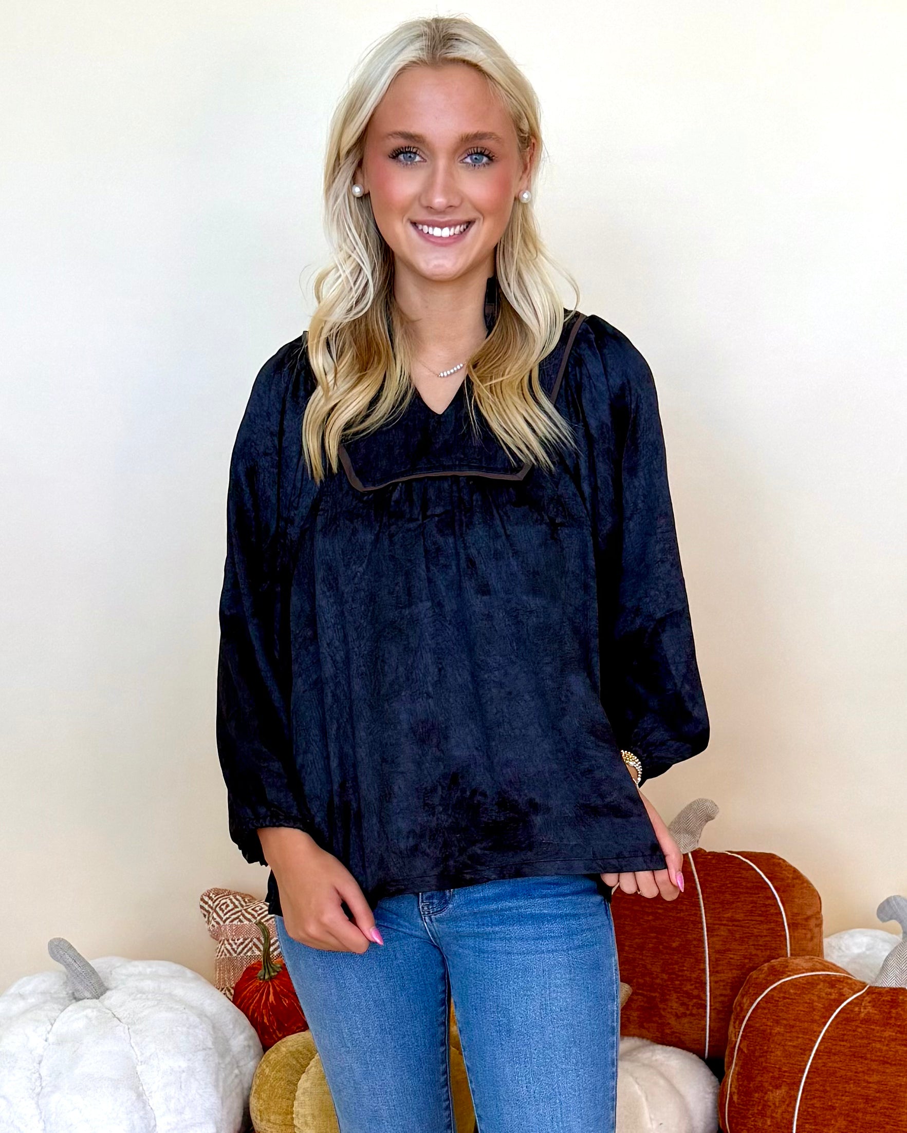 Always Mindful Black Brocade Top-Shop-Womens-Boutique-Clothing