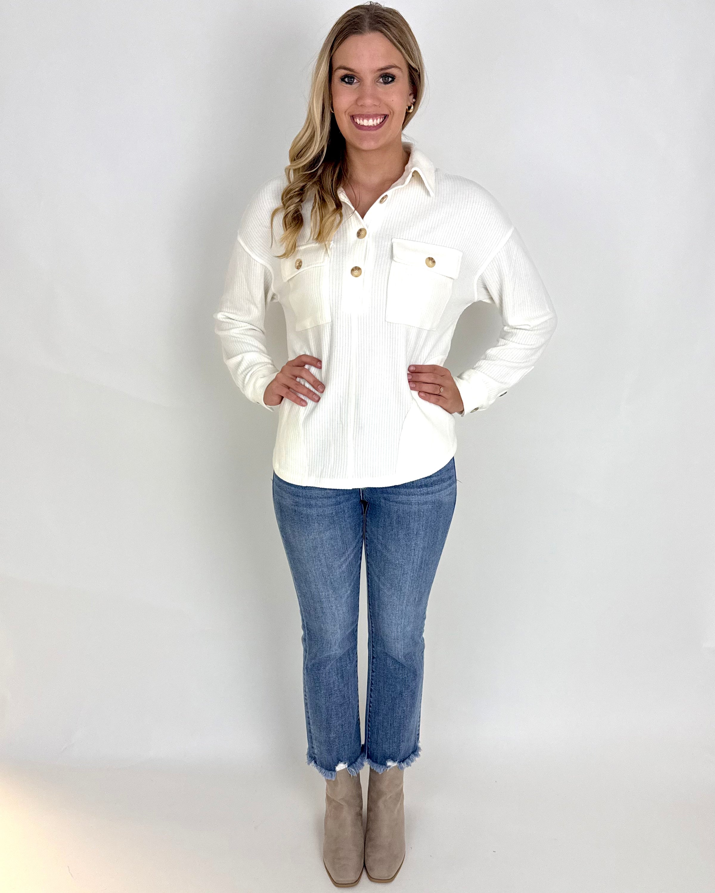 Want It Back Ivory Button Top-Shop-Womens-Boutique-Clothing