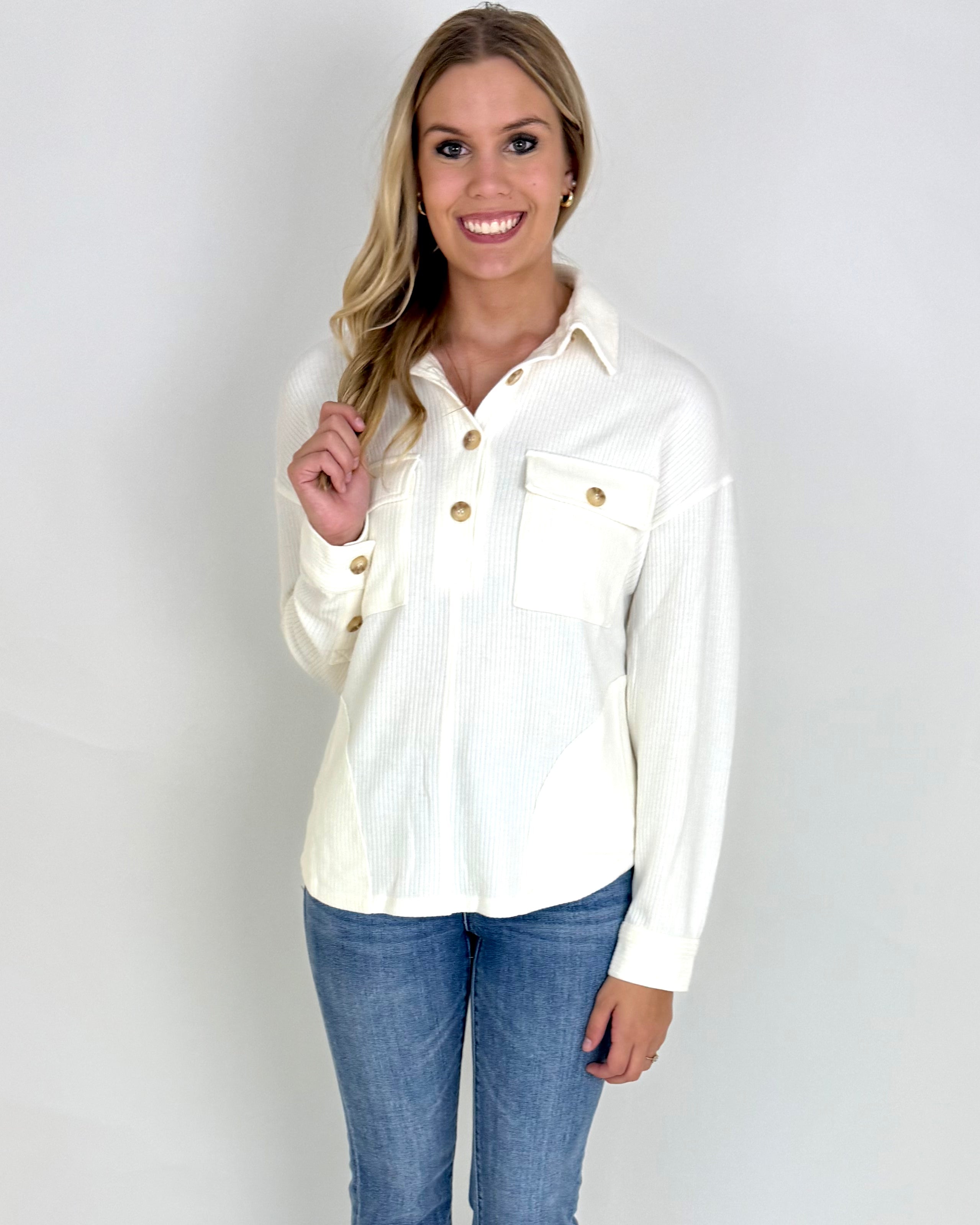 Want It Back Ivory Button Top-Shop-Womens-Boutique-Clothing