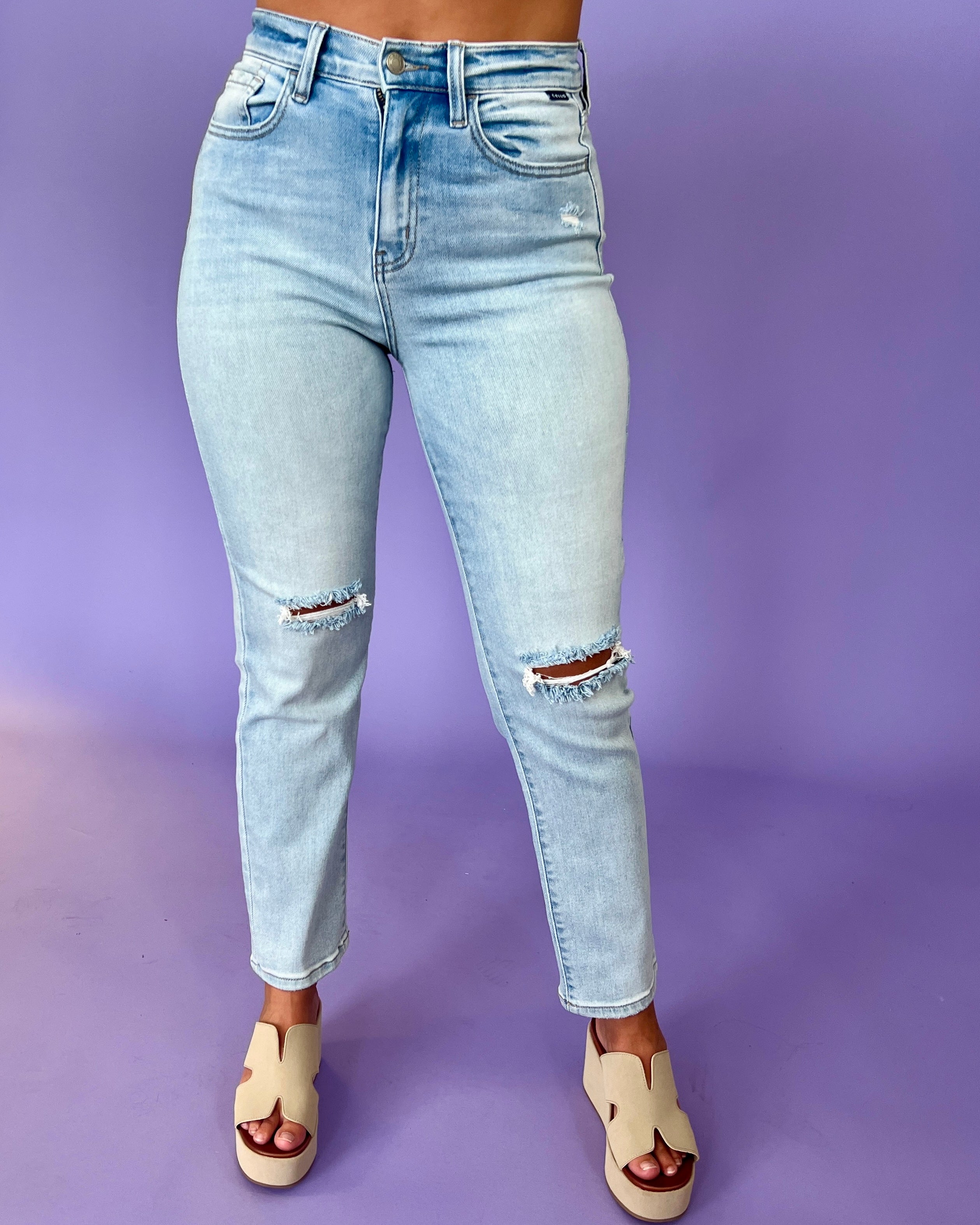 To Light Denim High Rise Straight Jeans-Shop-Womens-Boutique-Clothing