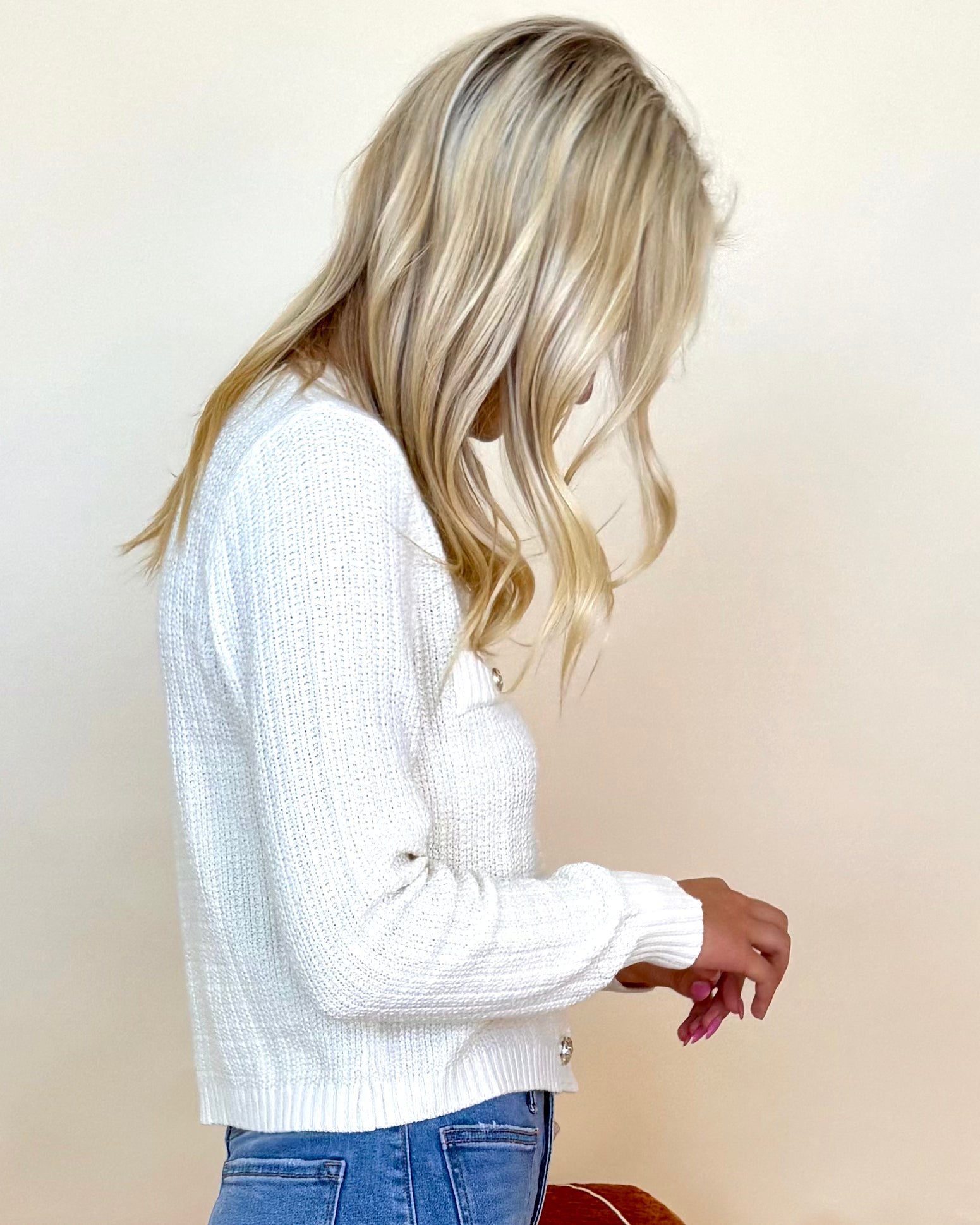 Charmed To Be Cream Button Cardigan-Shop-Womens-Boutique-Clothing