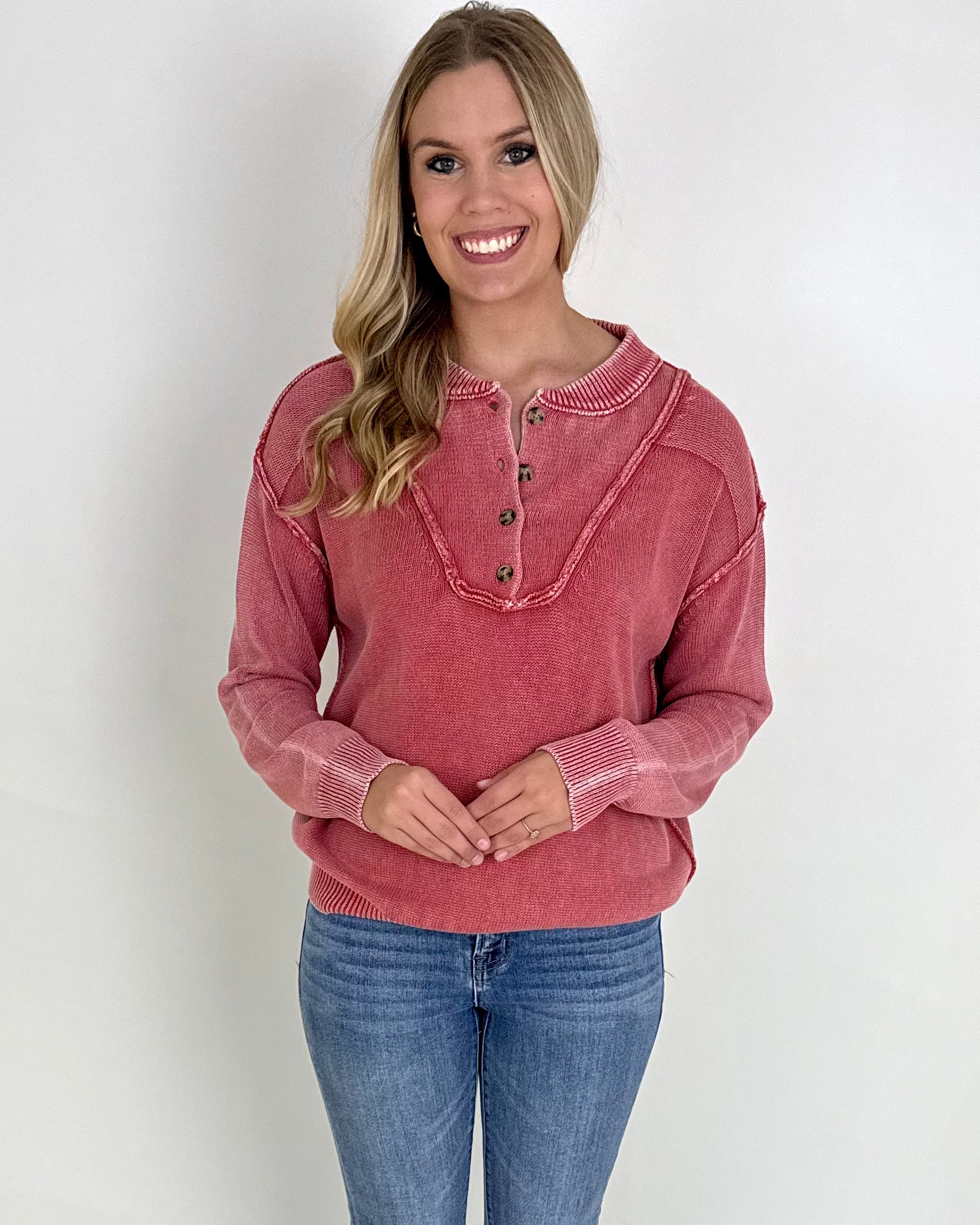 Pay Attention Dried Rose Button Top-Shop-Womens-Boutique-Clothing