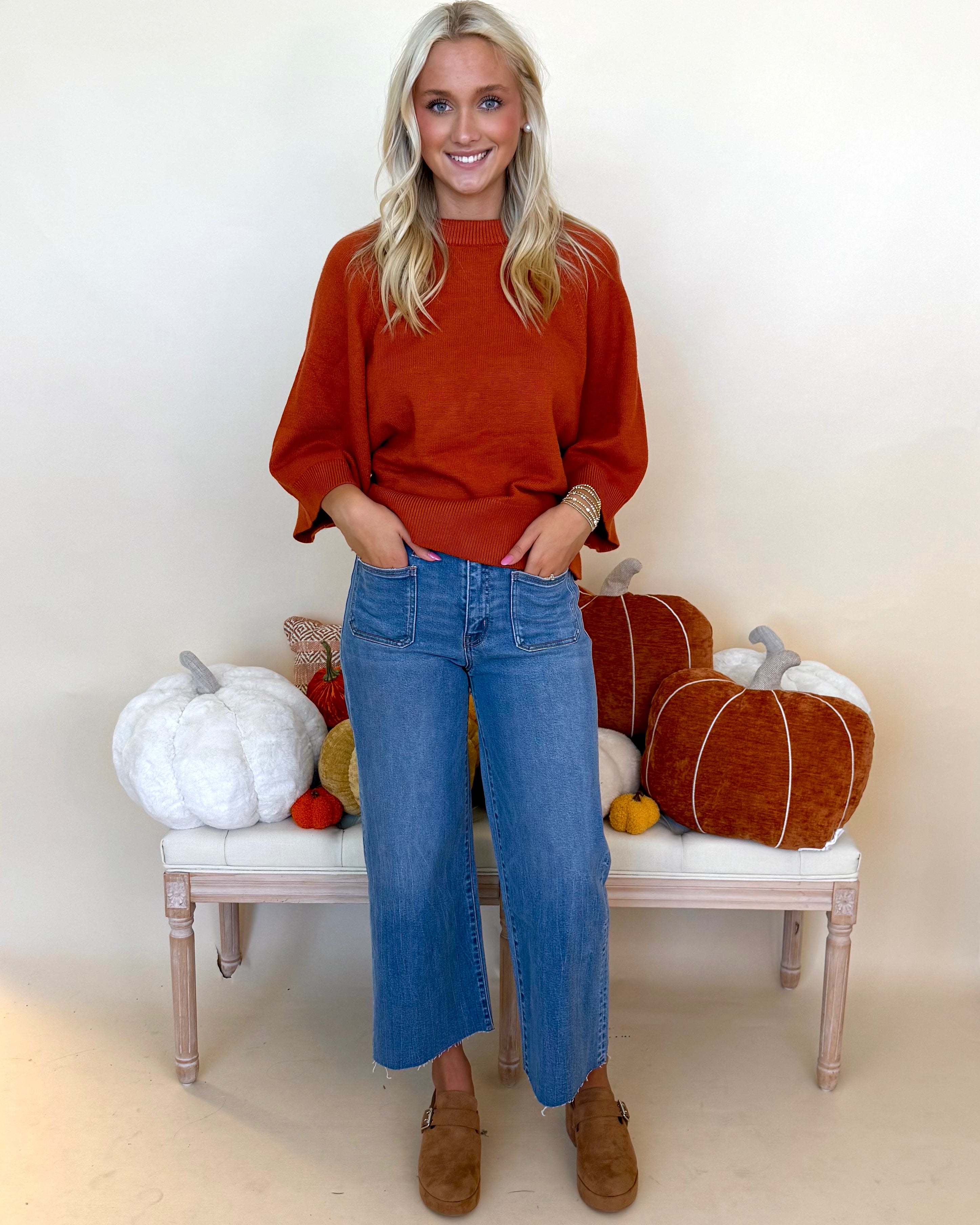 Carefree Moment Rust Drop Shoulder Sweater-Shop-Womens-Boutique-Clothing