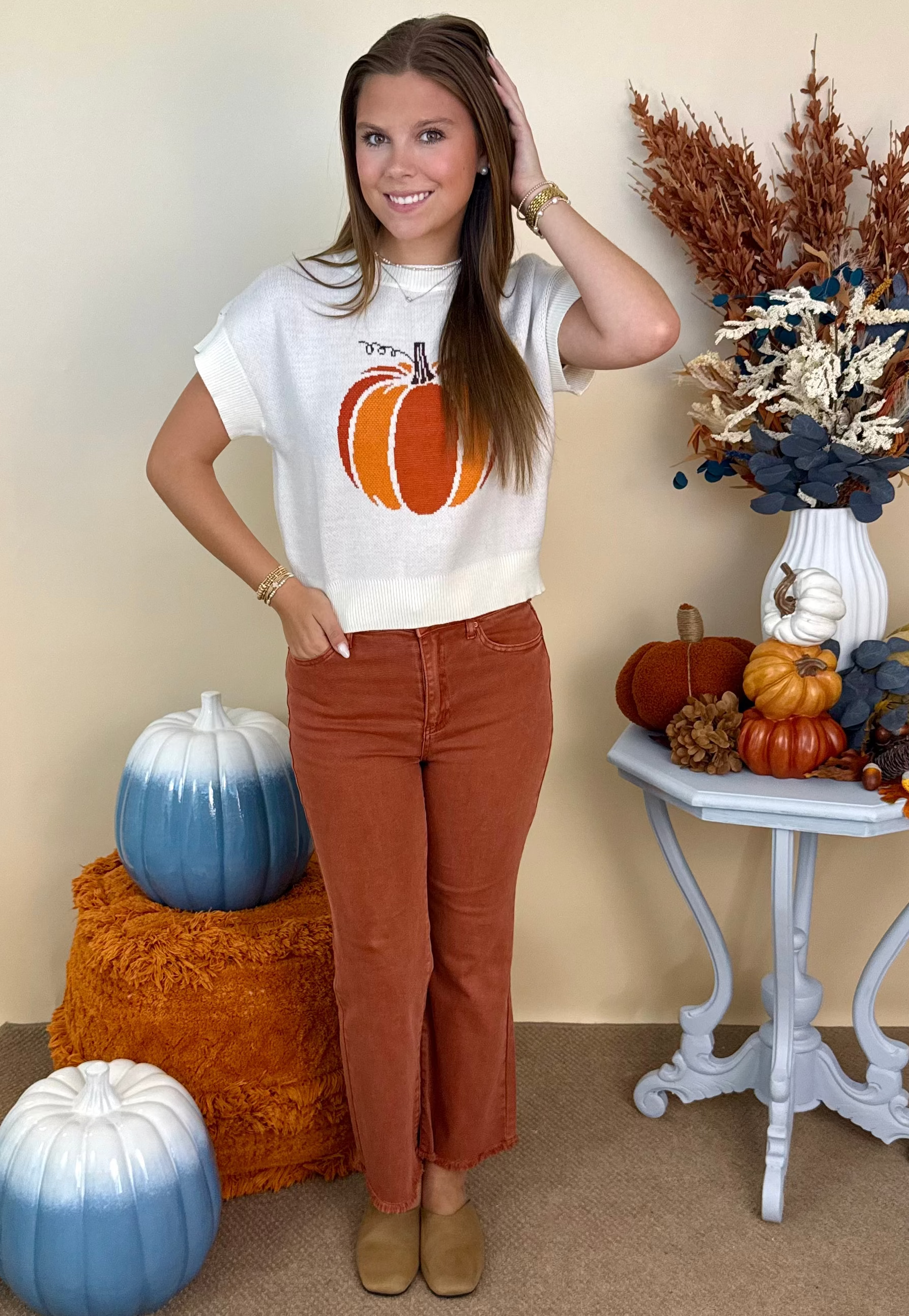 Feeling Close Rust Frayed Bootcut Pants-Shop-Womens-Boutique-Clothing