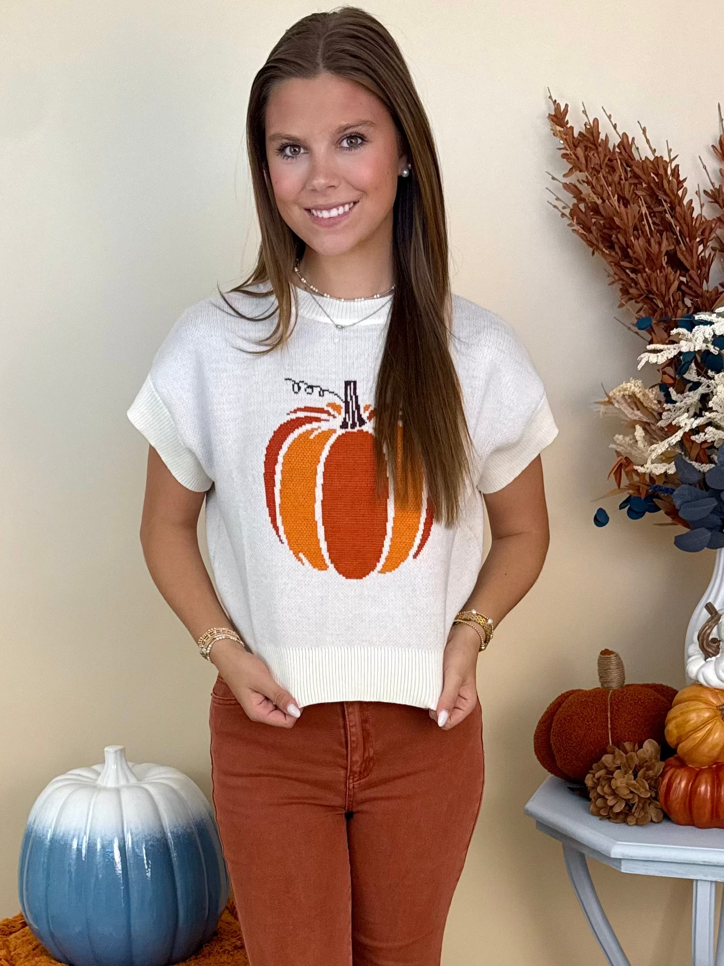 Pumpkin Patch Cream Drop Sleeve Sweater-Shop-Womens-Boutique-Clothing