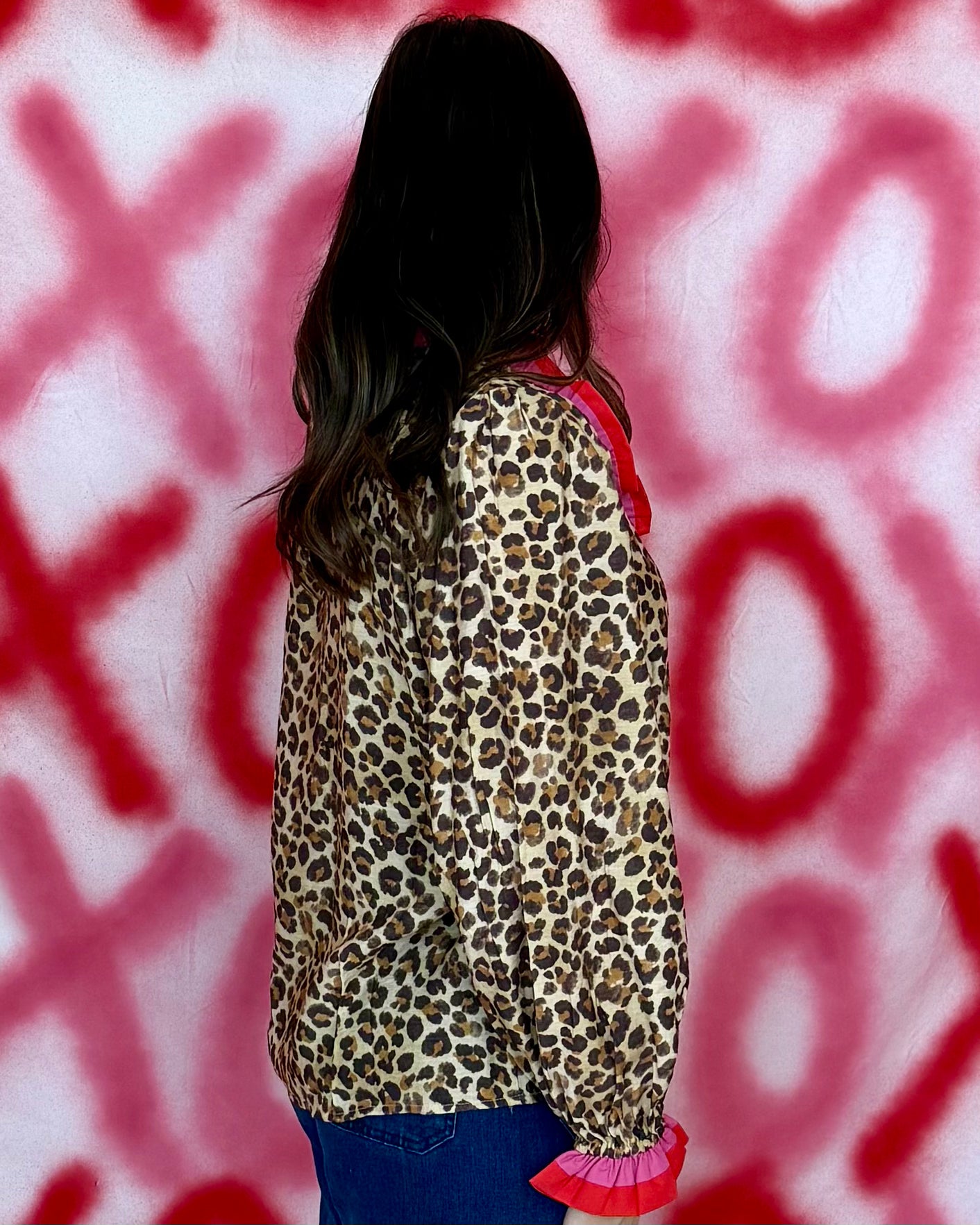 Sensational Situation Leopard Stripe Trim Top-Shop-Womens-Boutique-Clothing