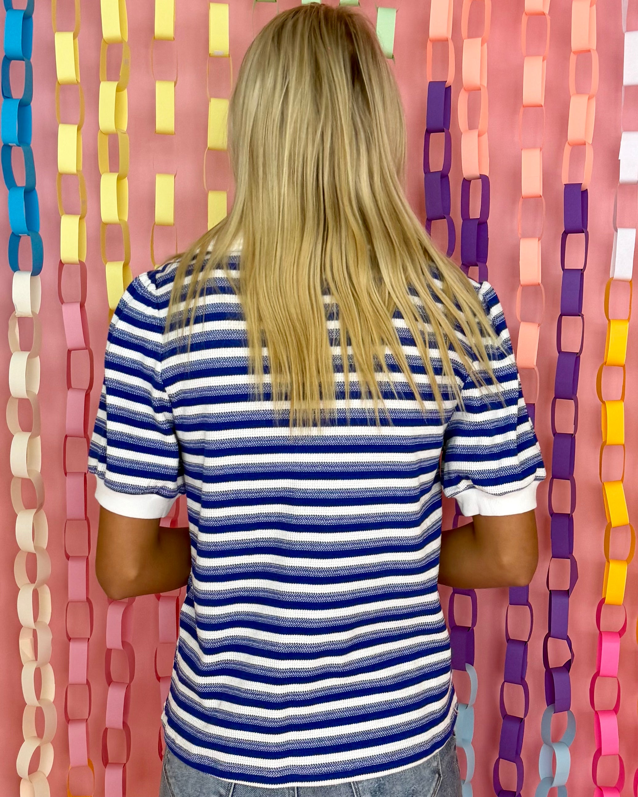 Right On Time Royal Striped Collared Top-Shop-Womens-Boutique-Clothing