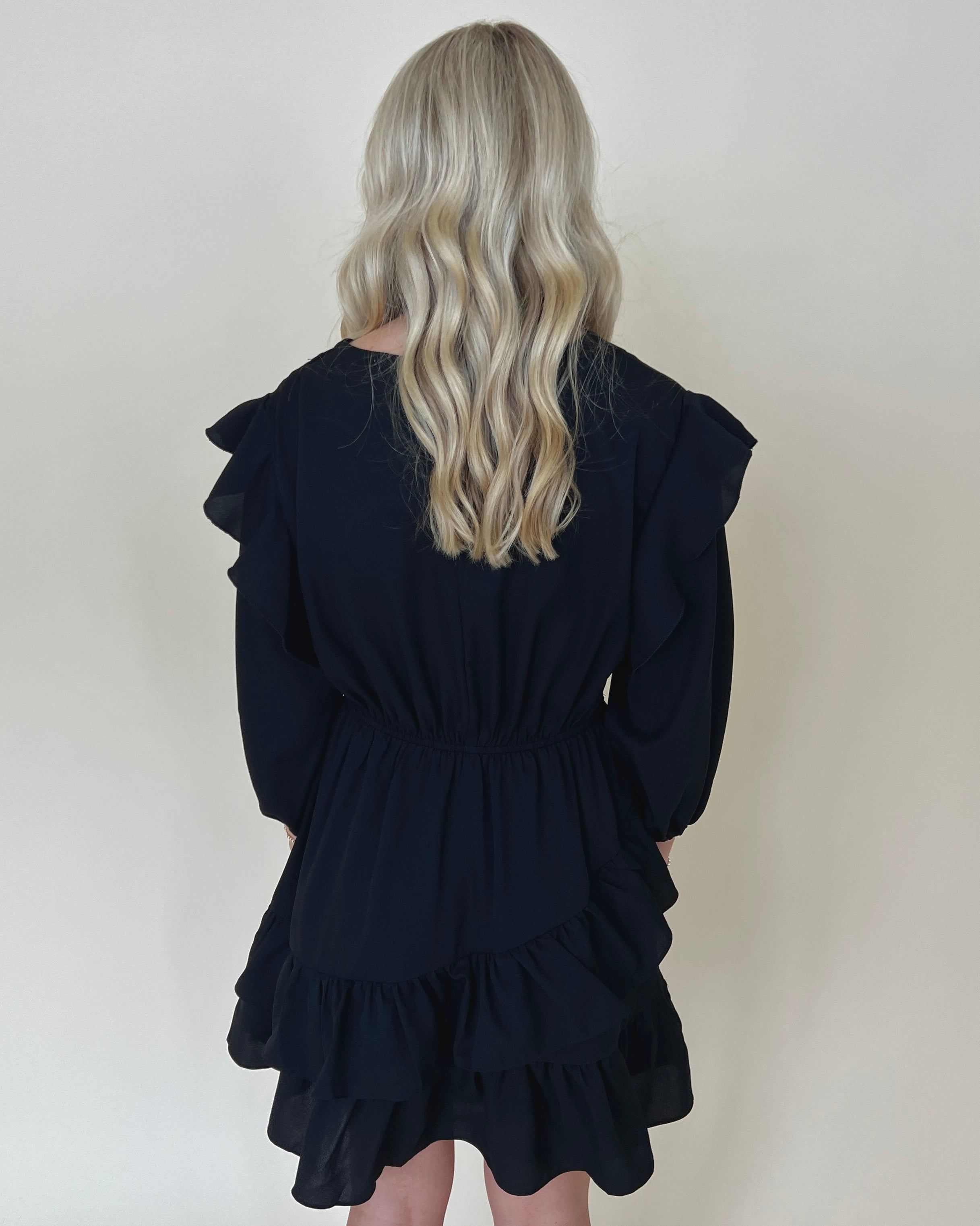 Can't Leave You Black Ruffle Dress-Shop-Womens-Boutique-Clothing