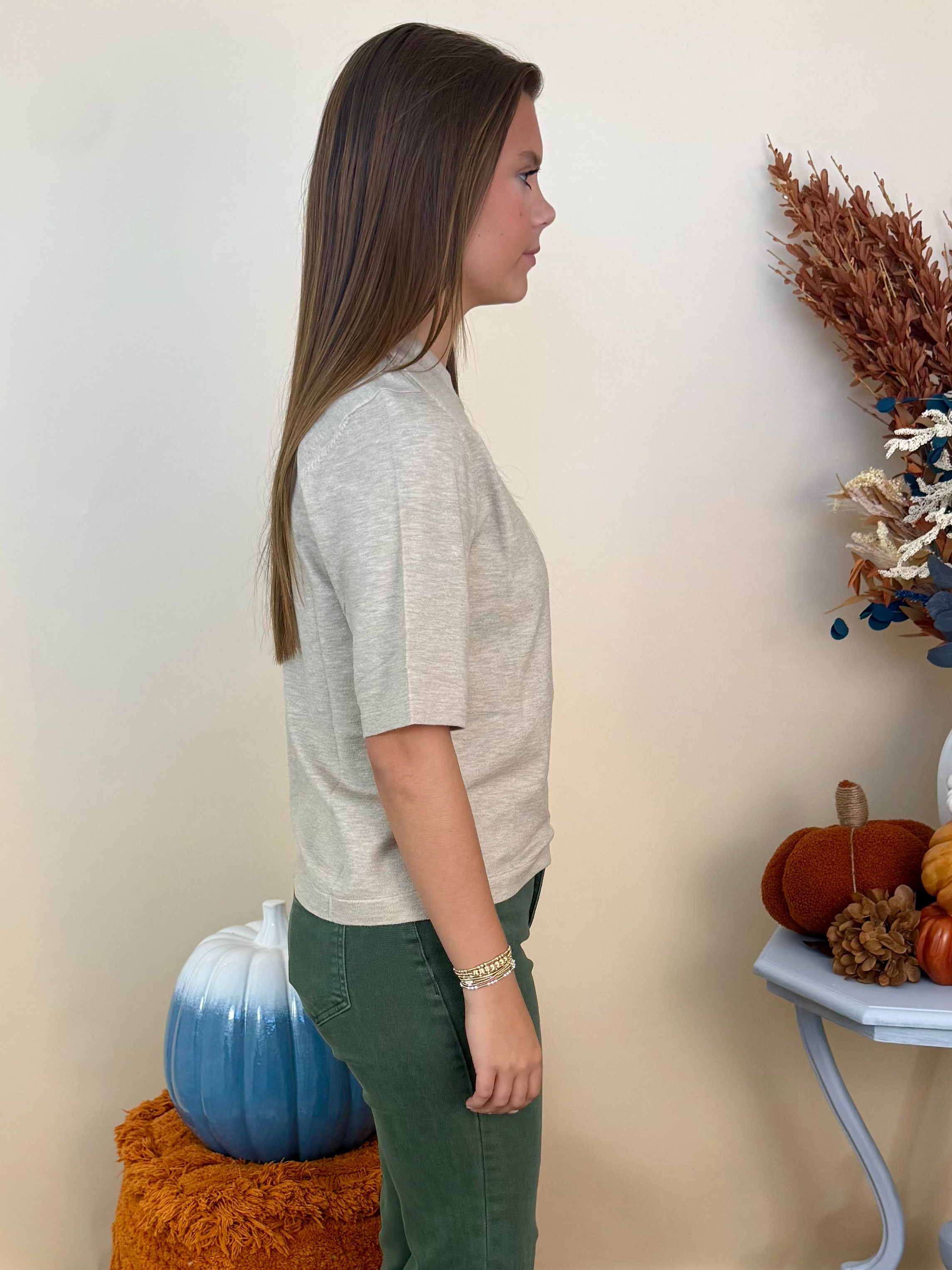 Harvest Honey Oatmeal Round Neck Sweater-Shop-Womens-Boutique-Clothing