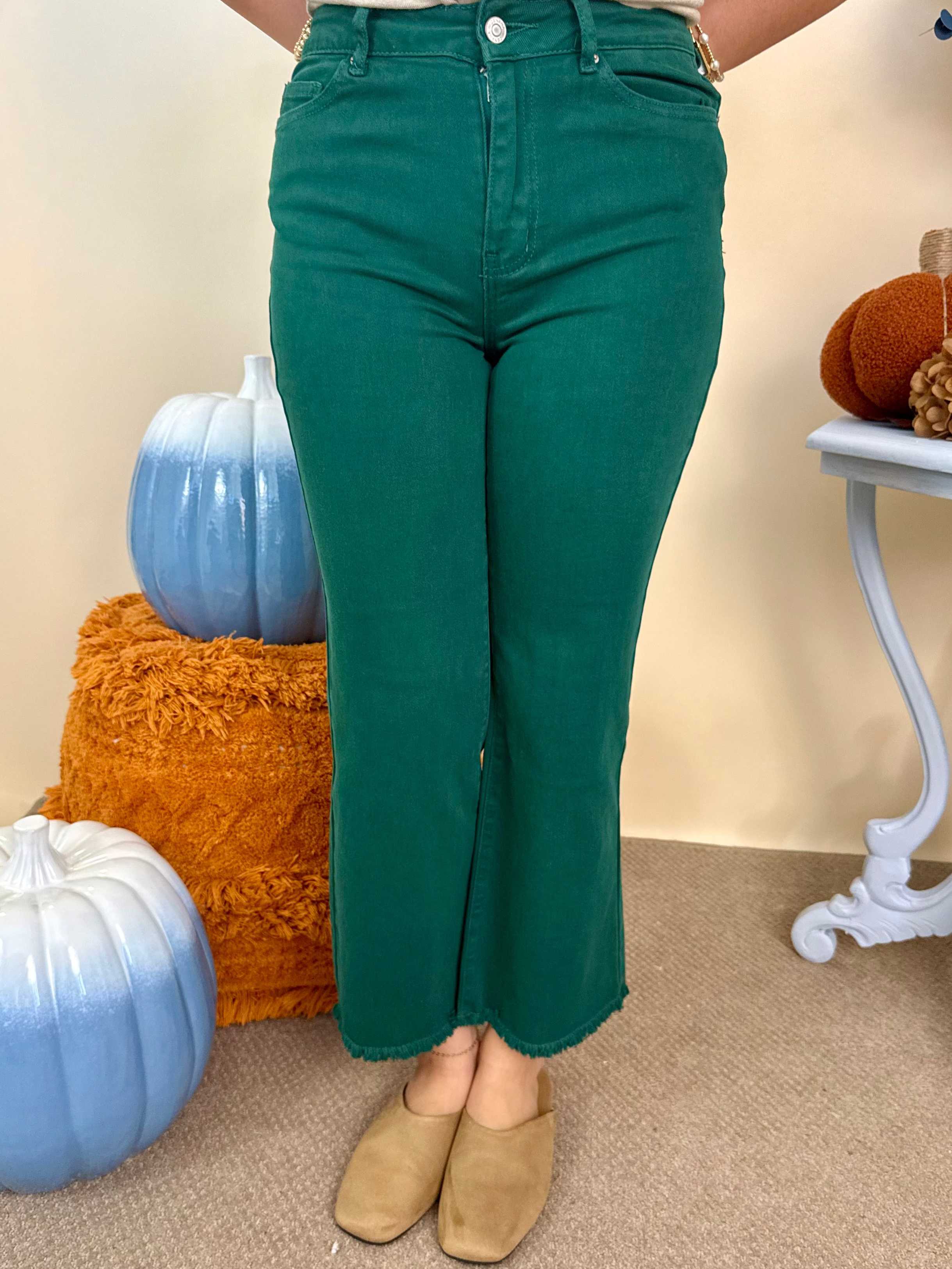 Feeling Close Hunter Frayed Bootcut Pants-Shop-Womens-Boutique-Clothing