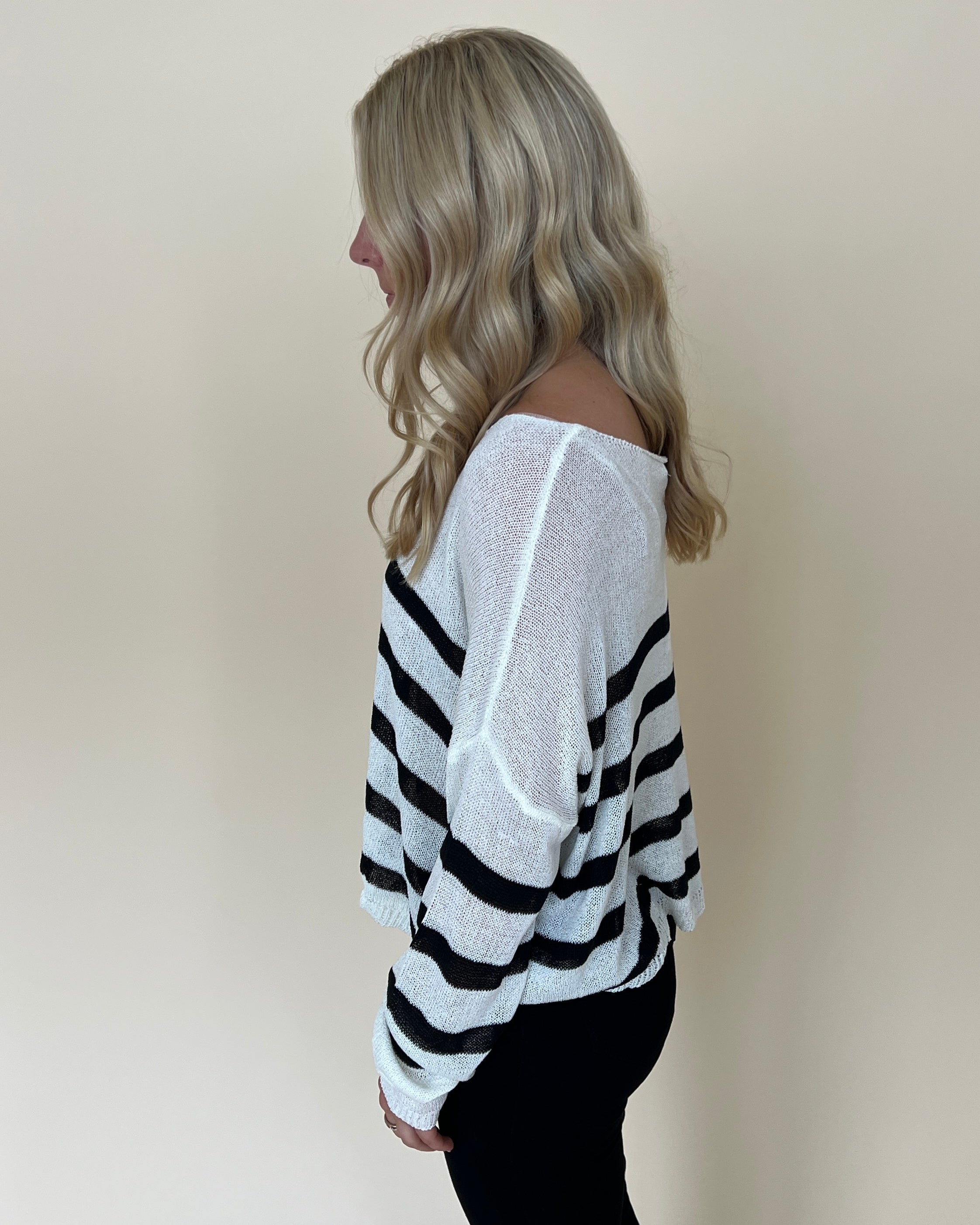 In Control White Stripe Sweater-Shop-Womens-Boutique-Clothing