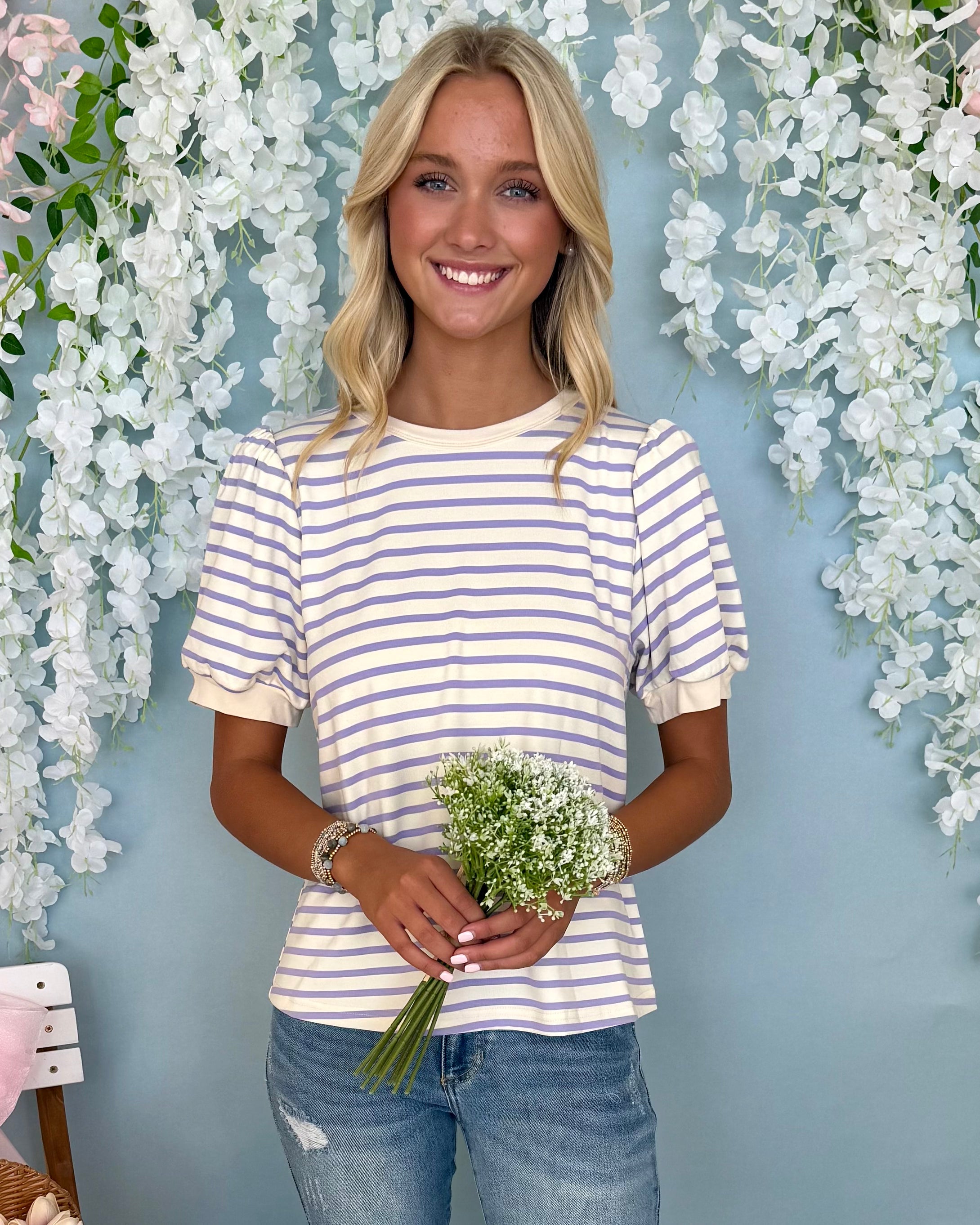 Let It Shine Lavender Striped Top-Shop-Womens-Boutique-Clothing