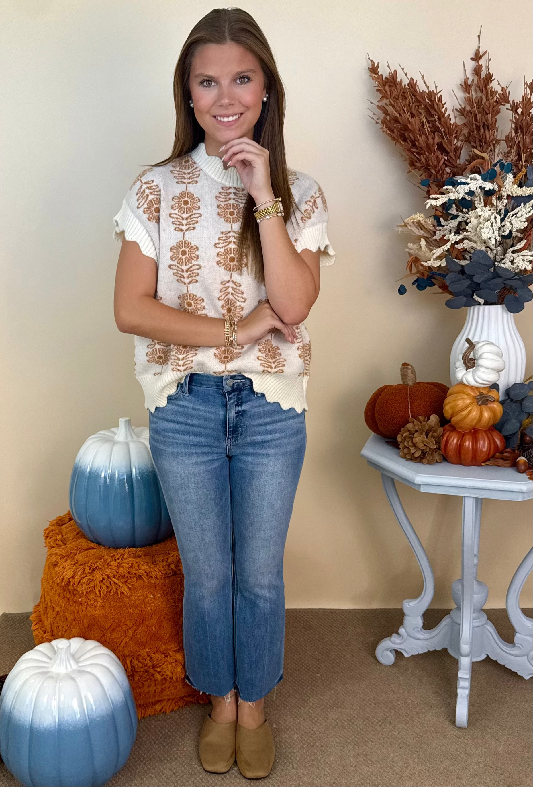 Never Out Cream Floral Sweater Vest-Shop-Womens-Boutique-Clothing