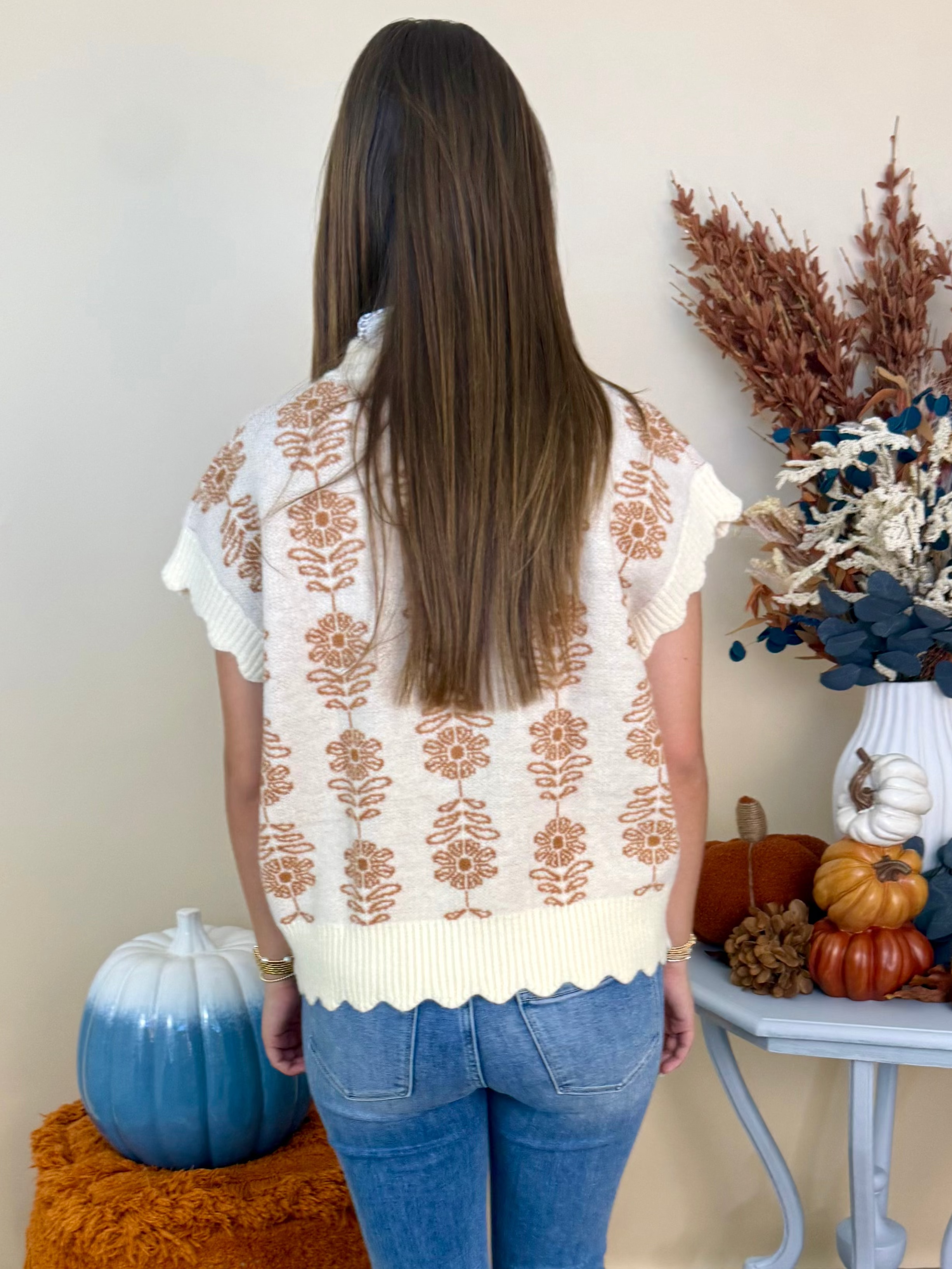 Never Out Cream Floral Sweater Vest-Shop-Womens-Boutique-Clothing