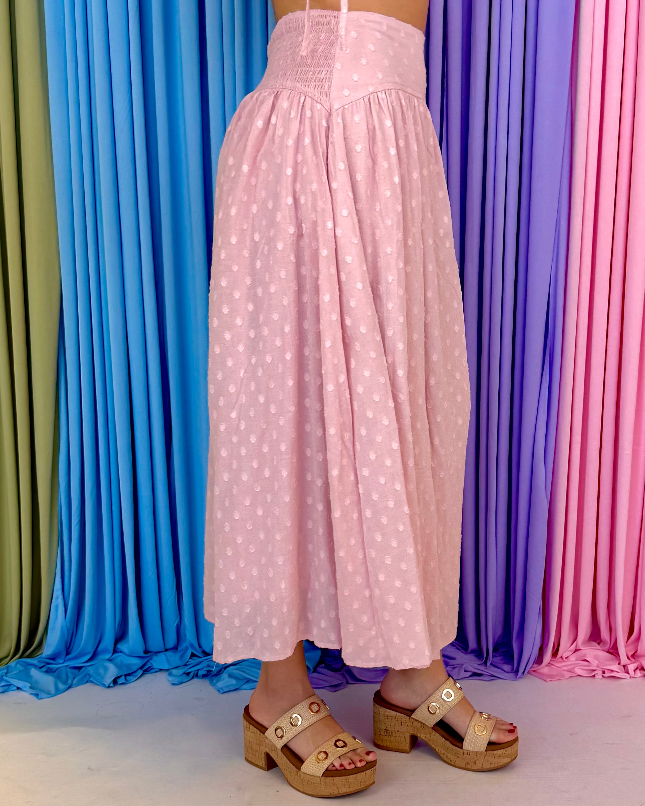 Mixed Emotions Pink Dot Maxi Skirt-Shop-Womens-Boutique-Clothing