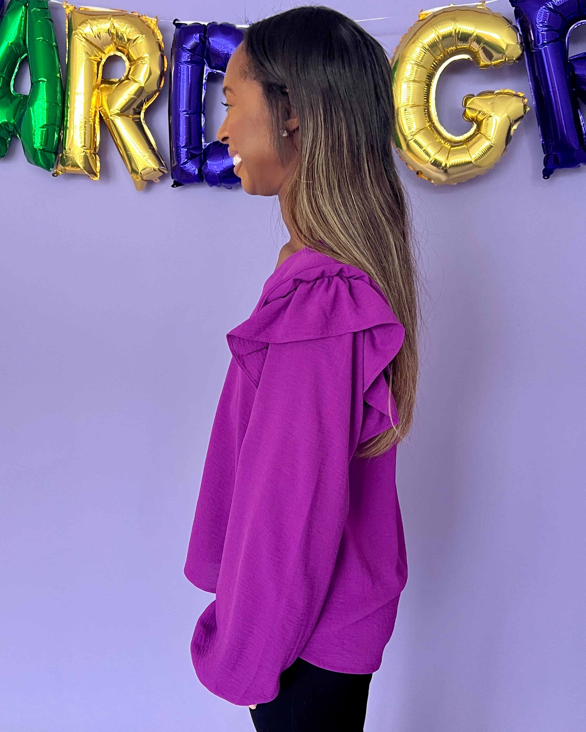 New Ways Purple Ruffle Top-Shop-Womens-Boutique-Clothing