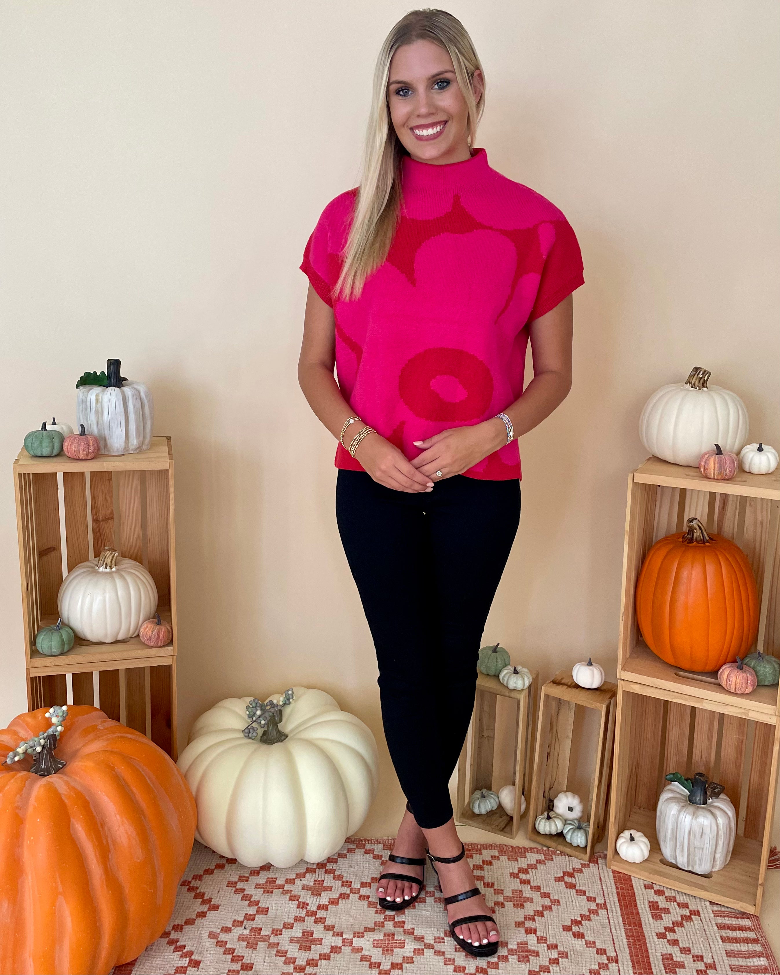 Full Heart Hot Pink/Red Flower Top-Shop-Womens-Boutique-Clothing