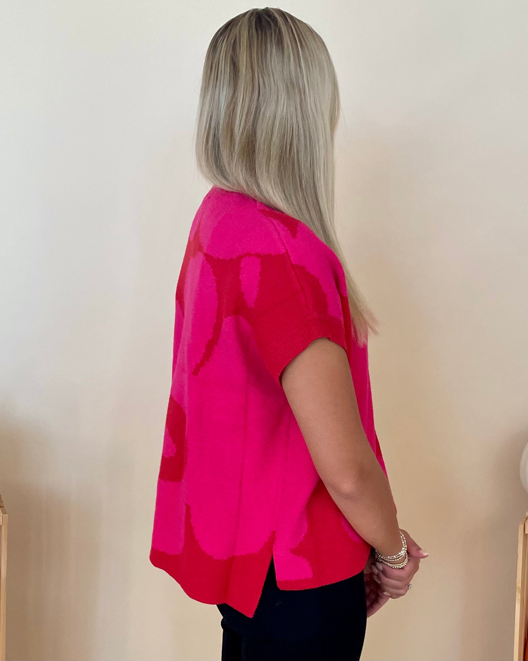 Full Heart Hot Pink/Red Flower Top-Shop-Womens-Boutique-Clothing