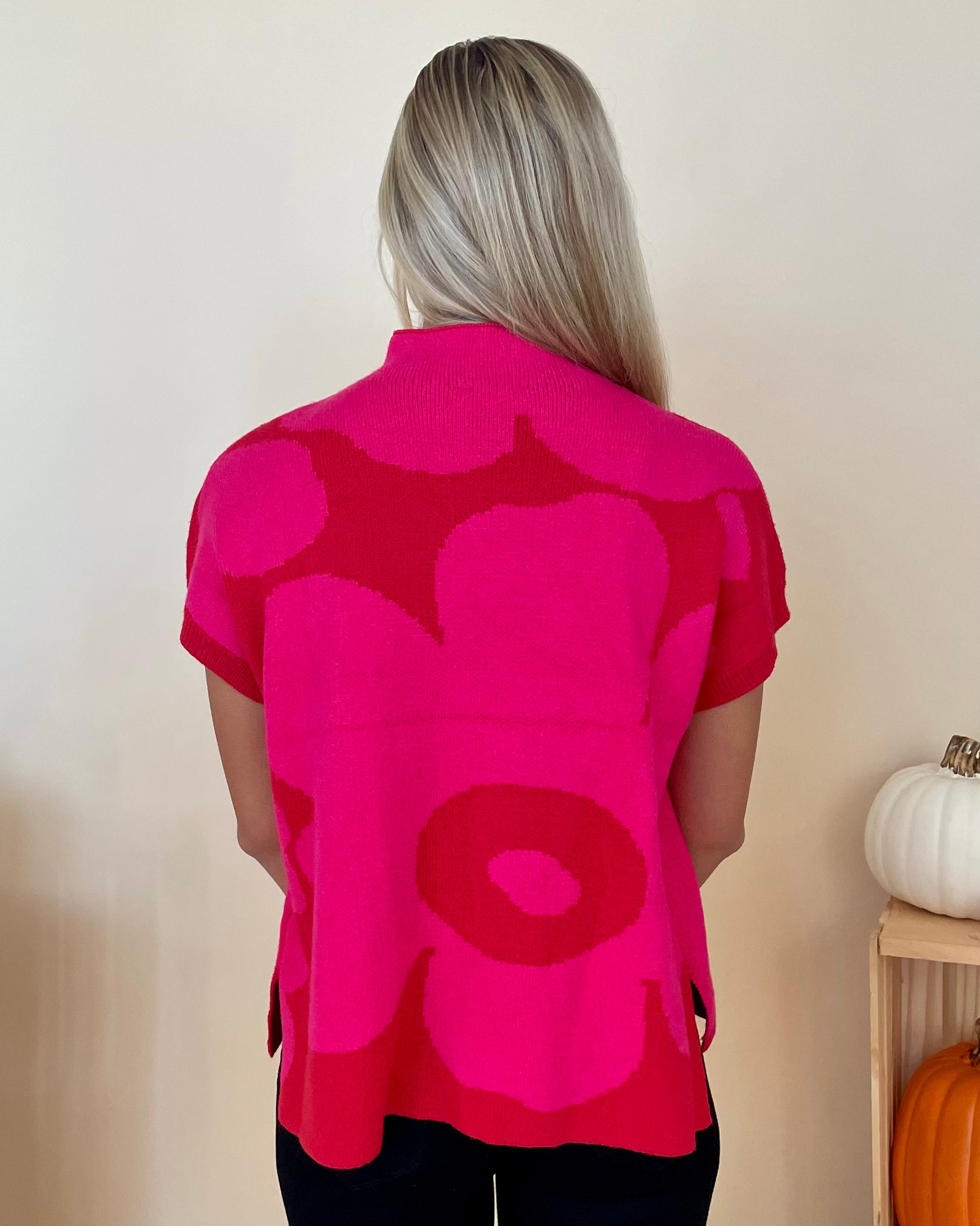 Full Heart Hot Pink/Red Flower Top-Shop-Womens-Boutique-Clothing