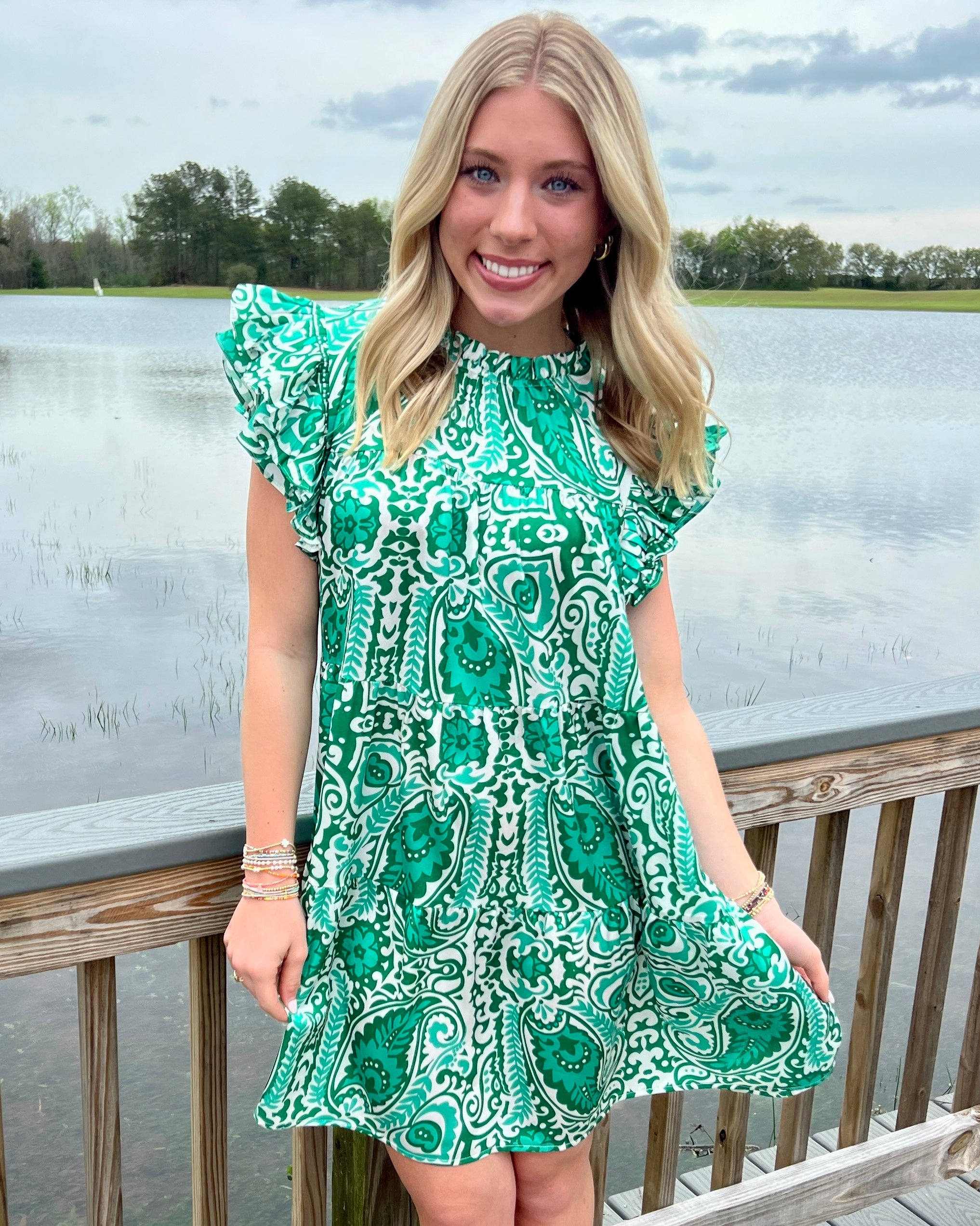 Remember Spring Green Paisley Dress-Shop-Womens-Boutique-Clothing
