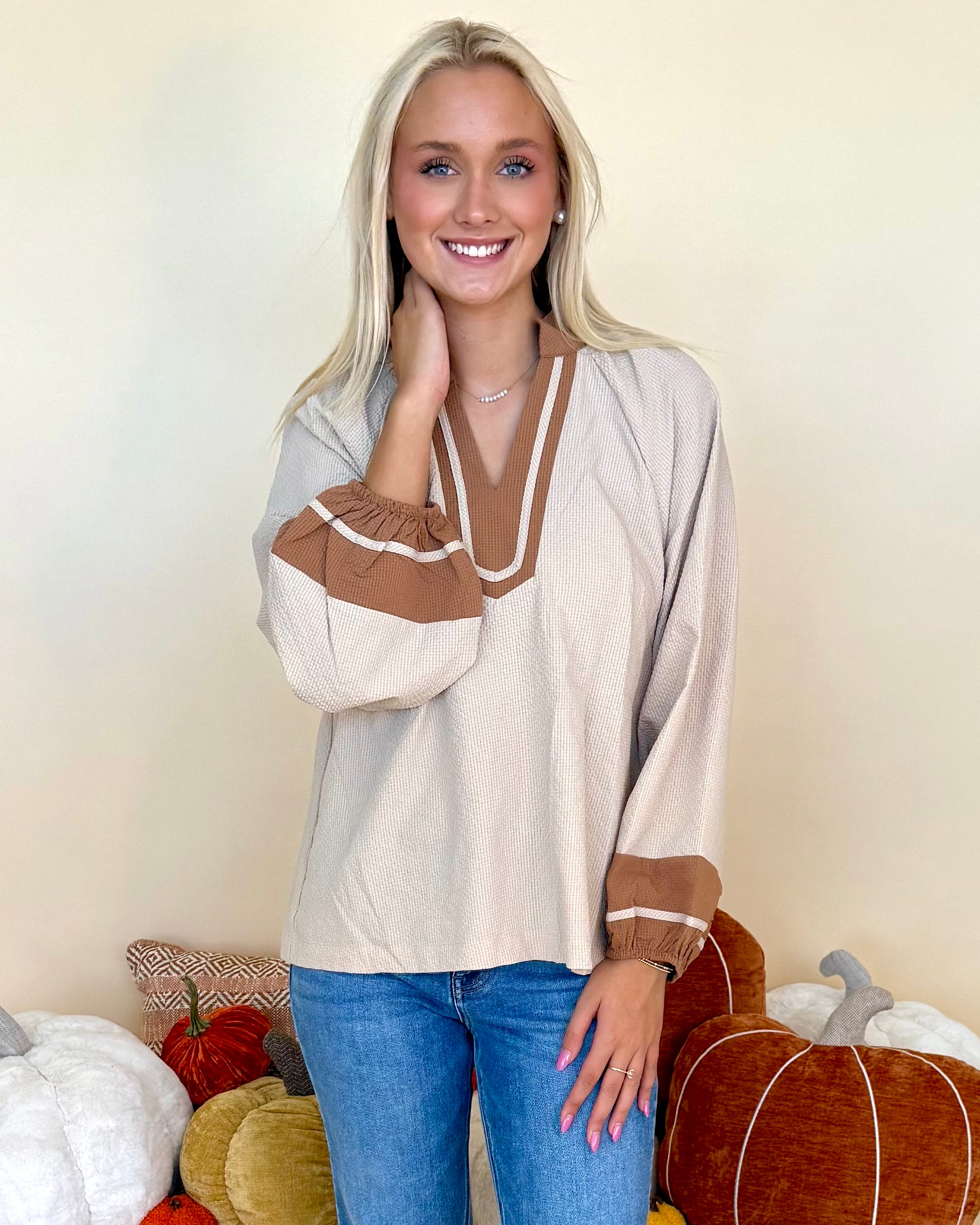 From There Stone Textured Contrast Top-Shop-Womens-Boutique-Clothing