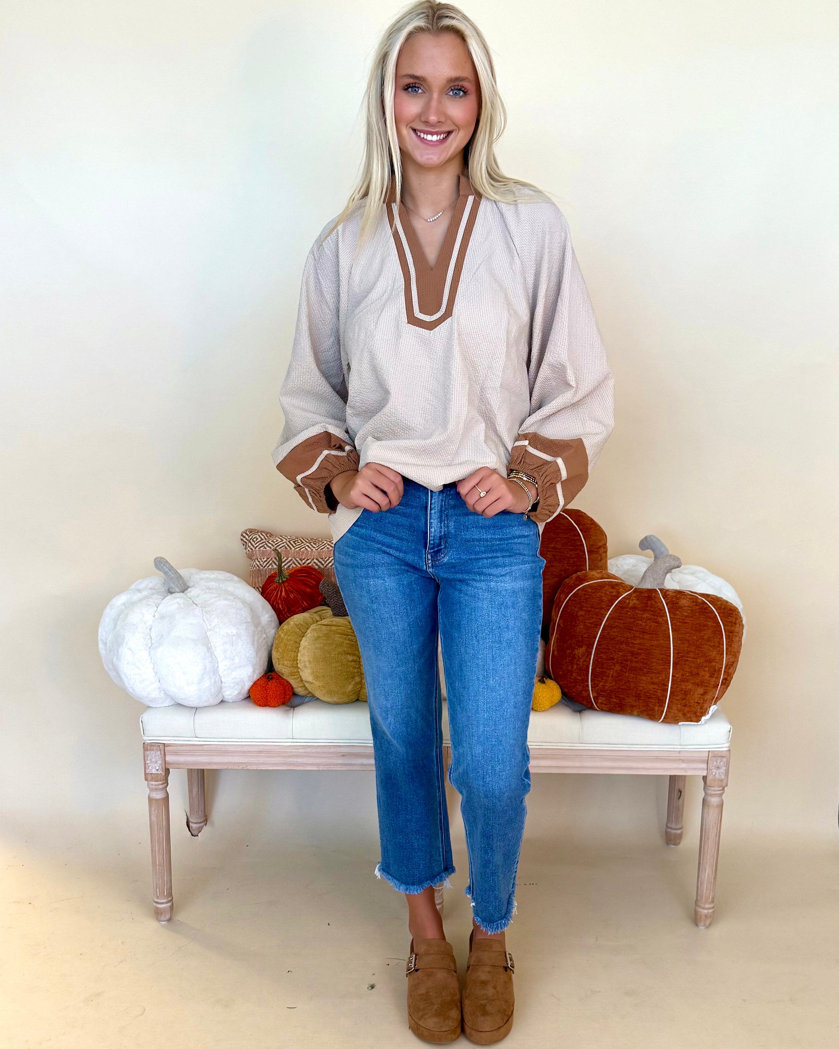 From There Stone Textured Contrast Top-Shop-Womens-Boutique-Clothing