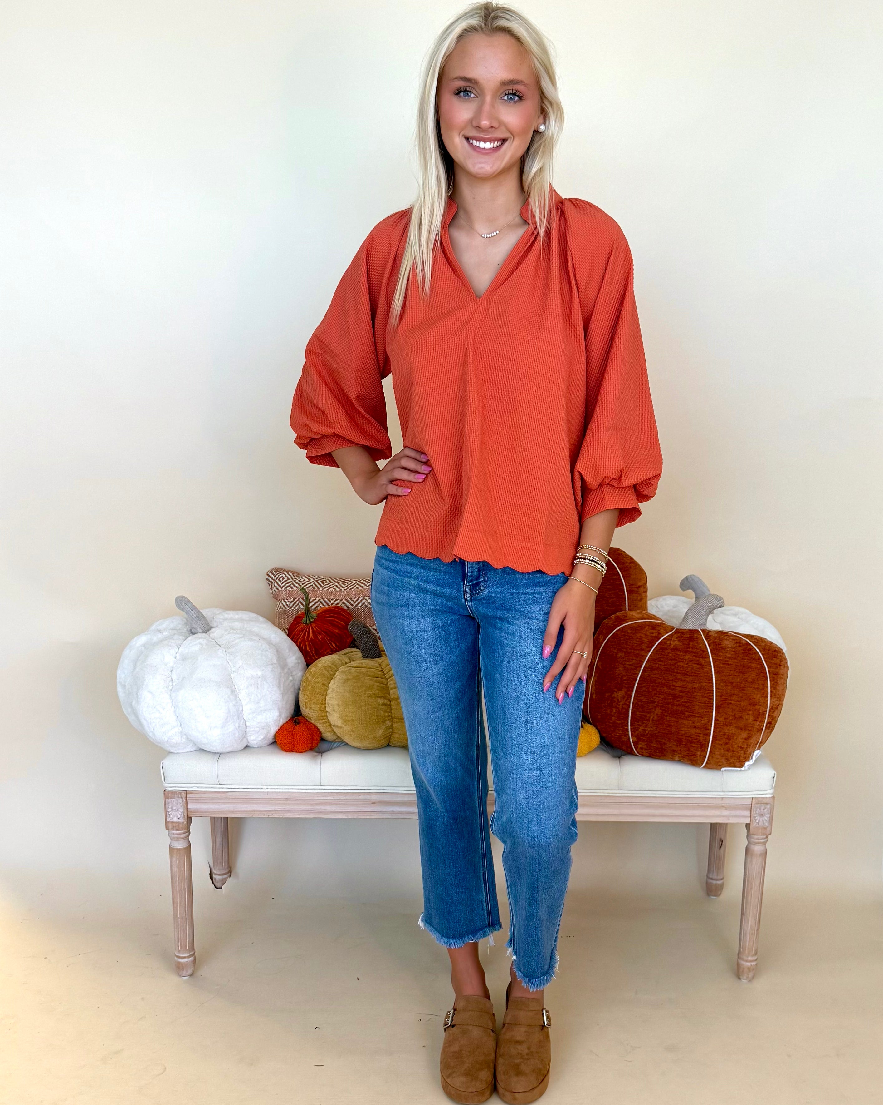 As It Is Rust Textured Top-Shop-Womens-Boutique-Clothing