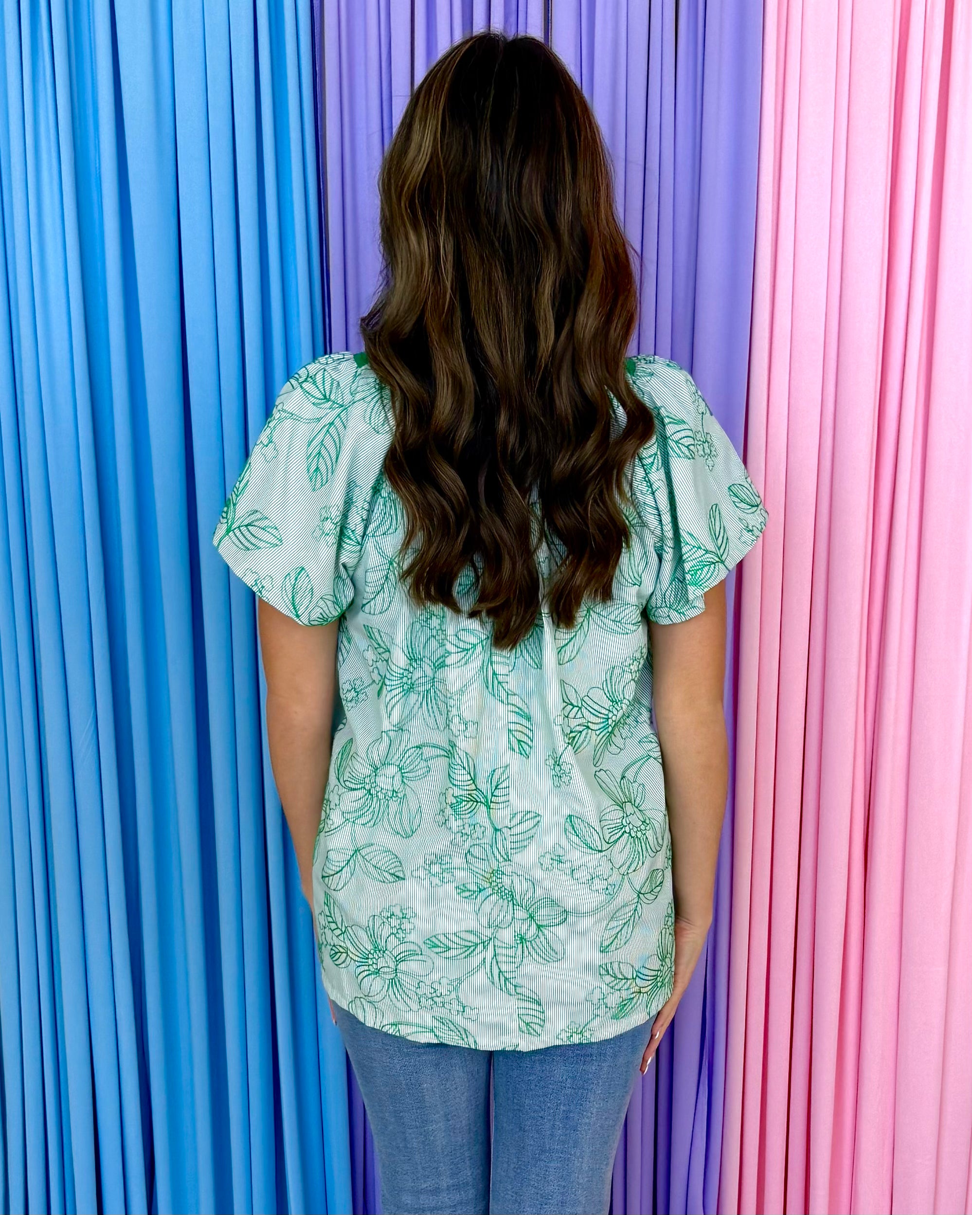Can't Stop Loving You Green Floral Print Top-Shop-Womens-Boutique-Clothing