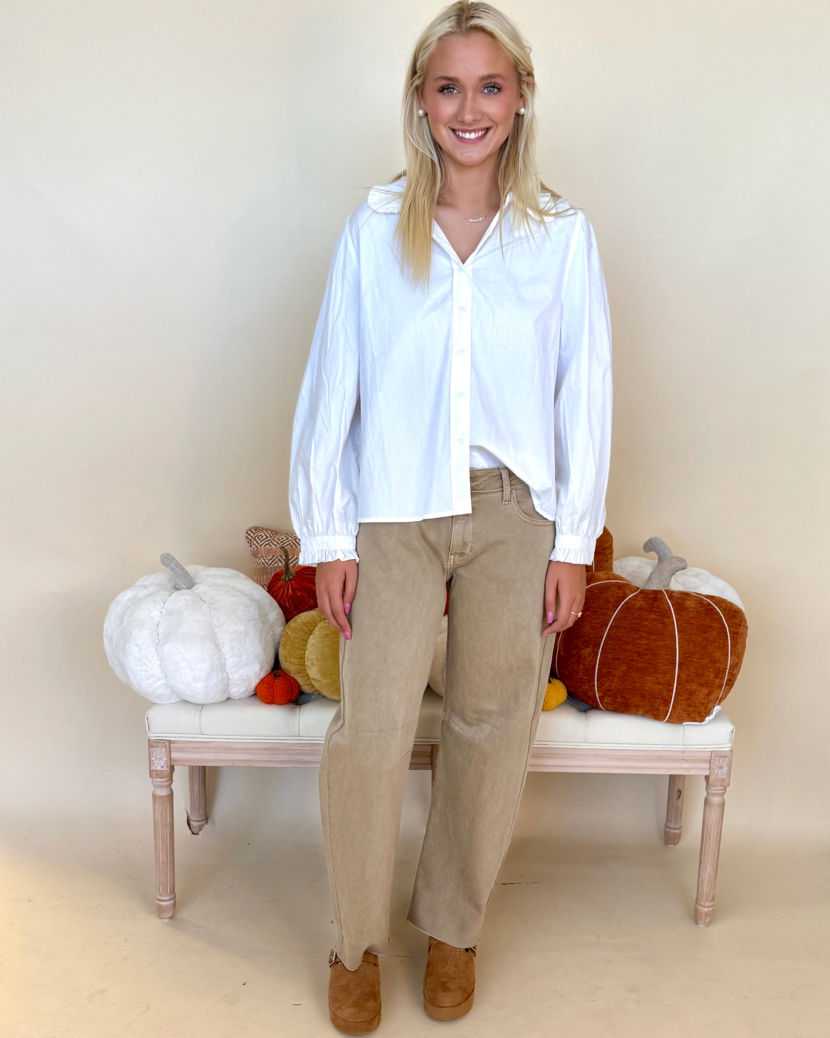 Ideal Crush Off White Ruffle Button Top-Shop-Womens-Boutique-Clothing