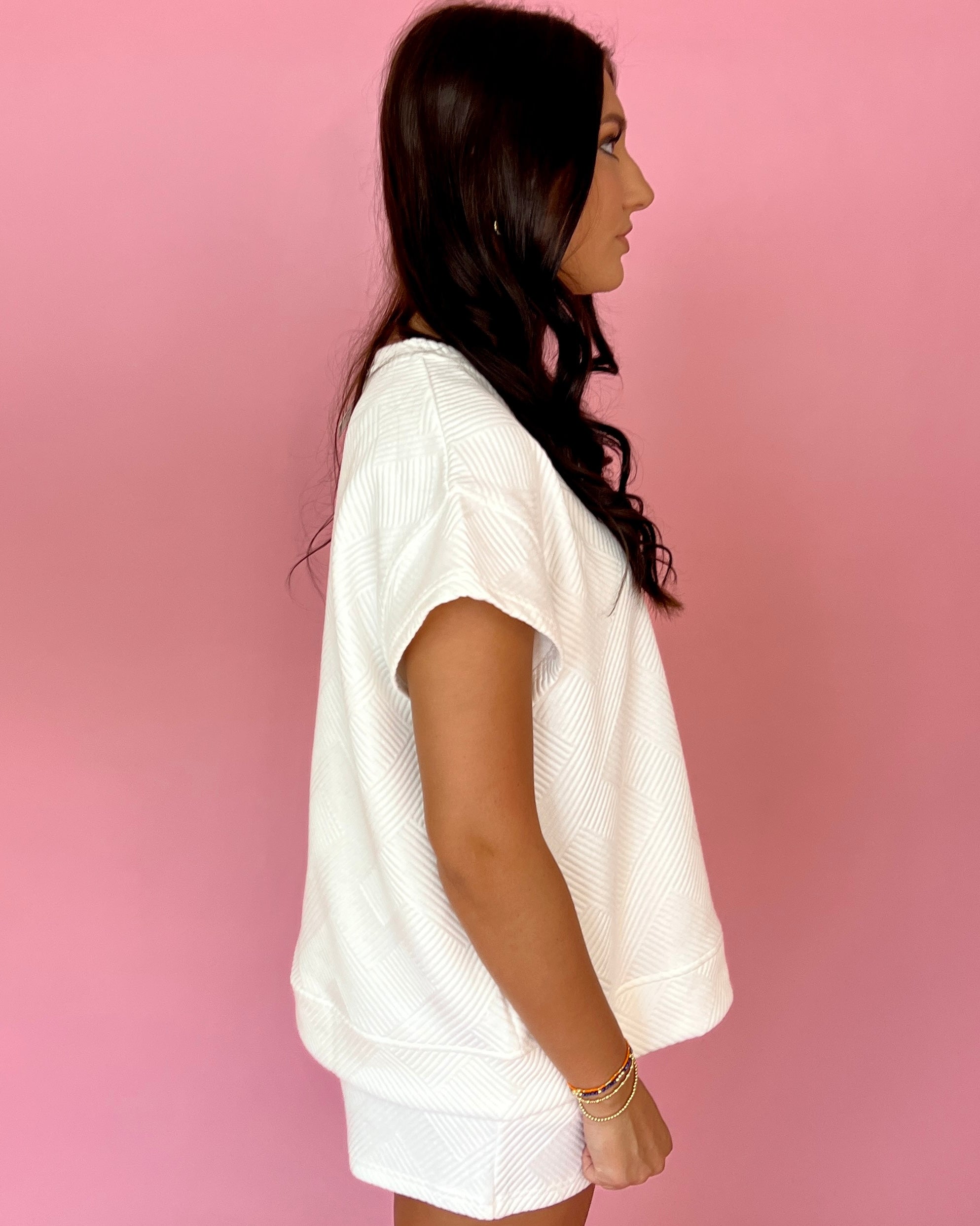 Simple Days White Textured Sweatshirts Top-Shop-Womens-Boutique-Clothing