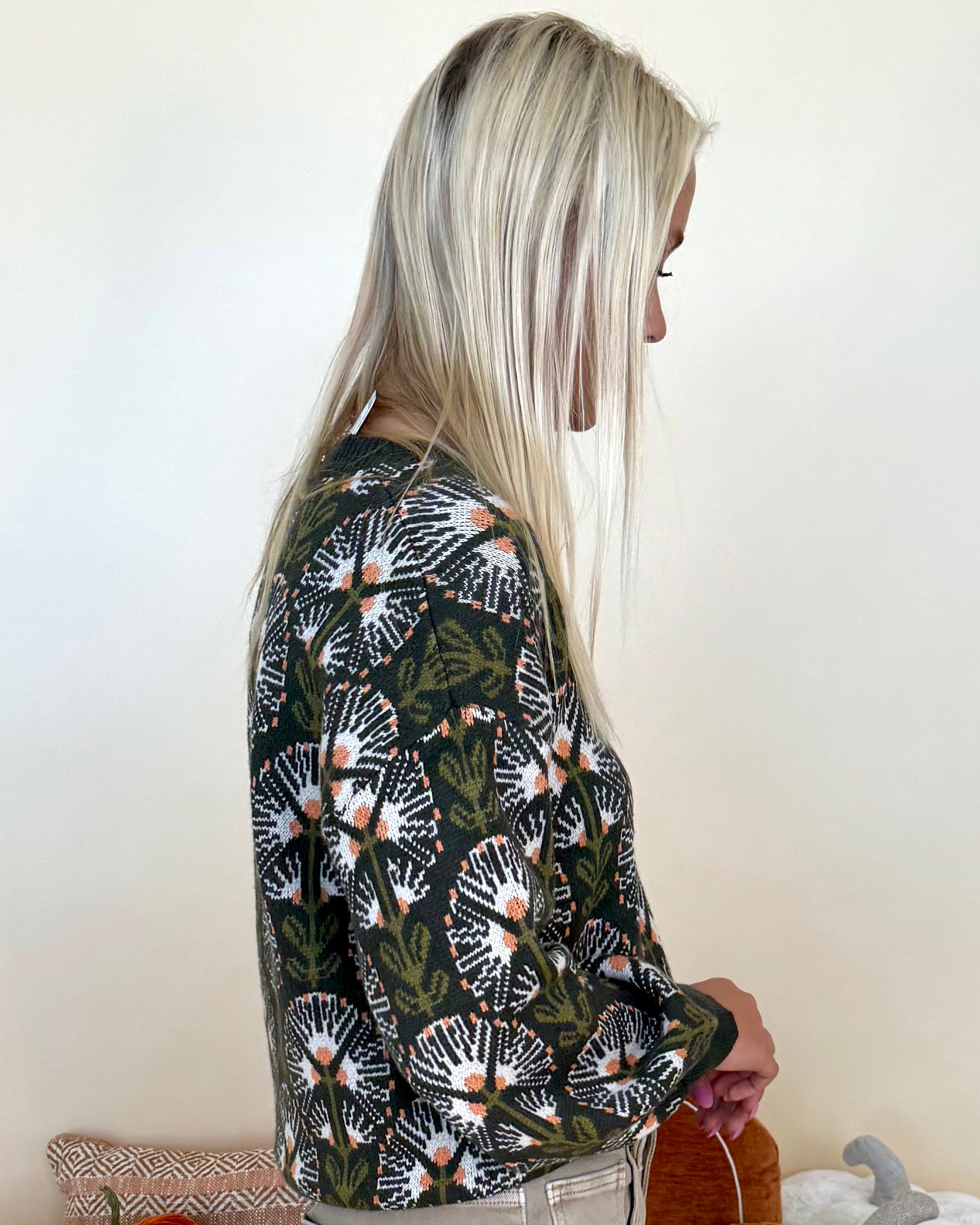 There's Always Hope Olive Print Sweater-Shop-Womens-Boutique-Clothing