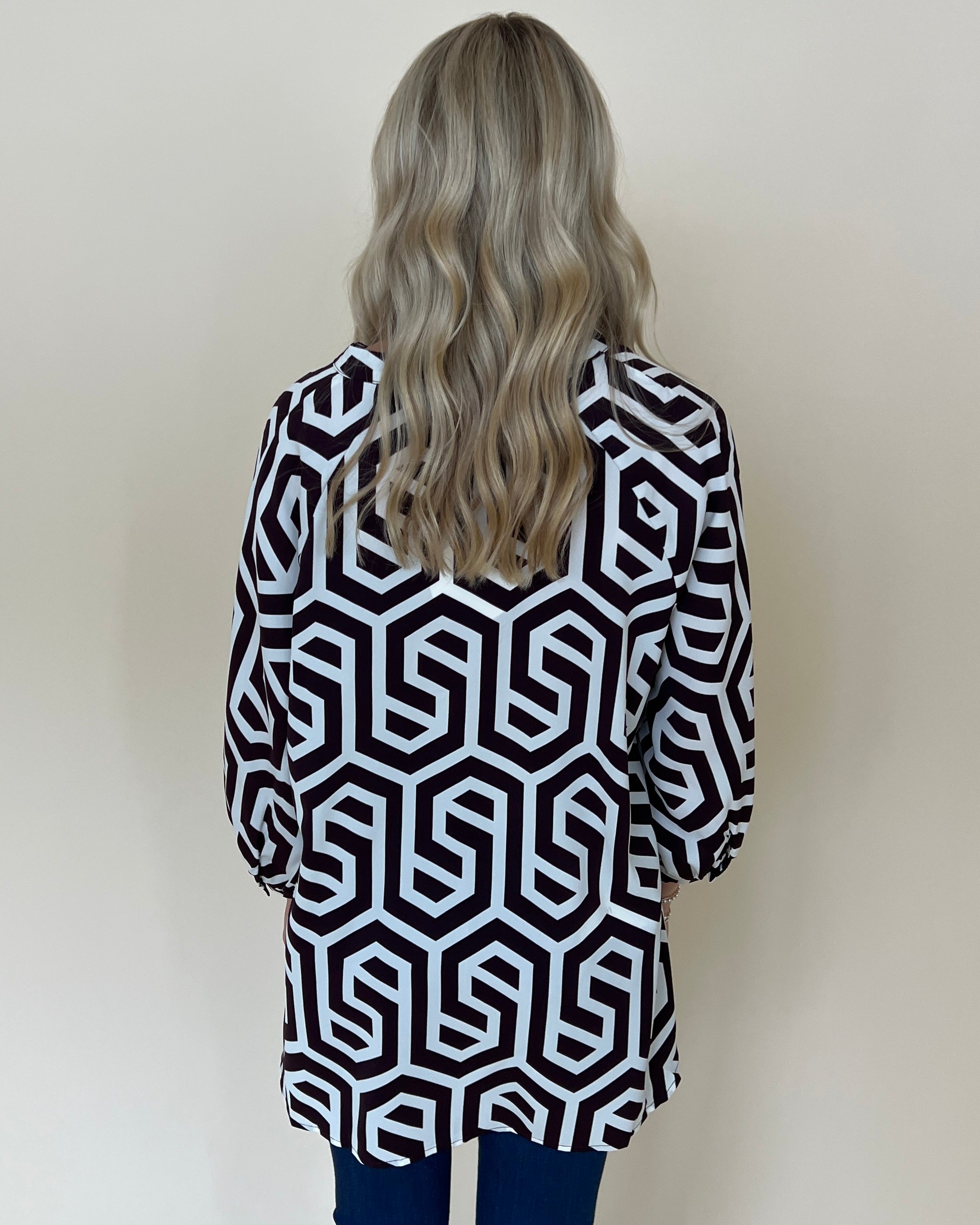 Plain Sight Choco Geometric Print Top-Shop-Womens-Boutique-Clothing