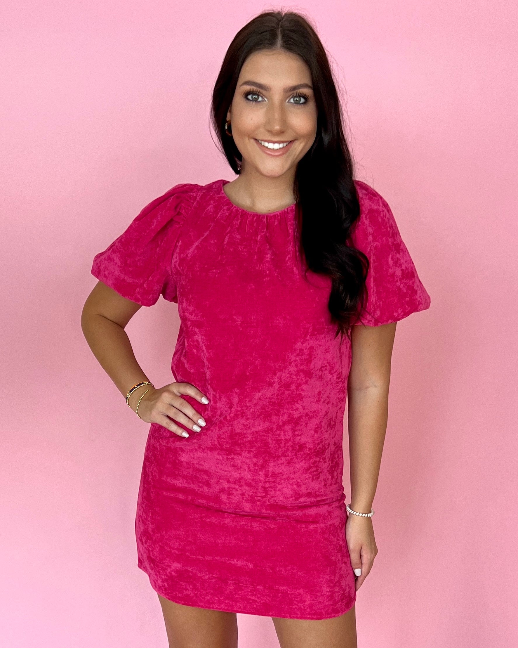 Special Treat Fuchsia Suede Dress-Shop-Womens-Boutique-Clothing