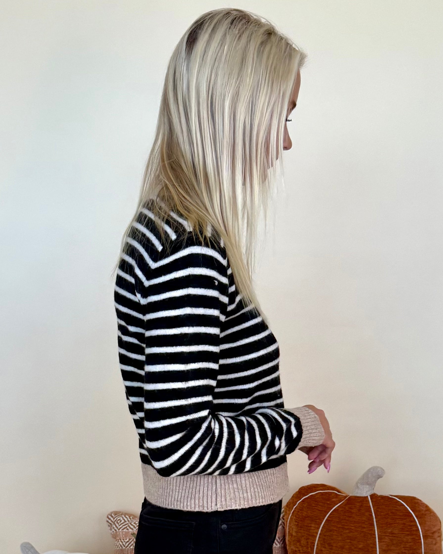 Comes Together Black Stripe Button Cardigan-Shop-Womens-Boutique-Clothing