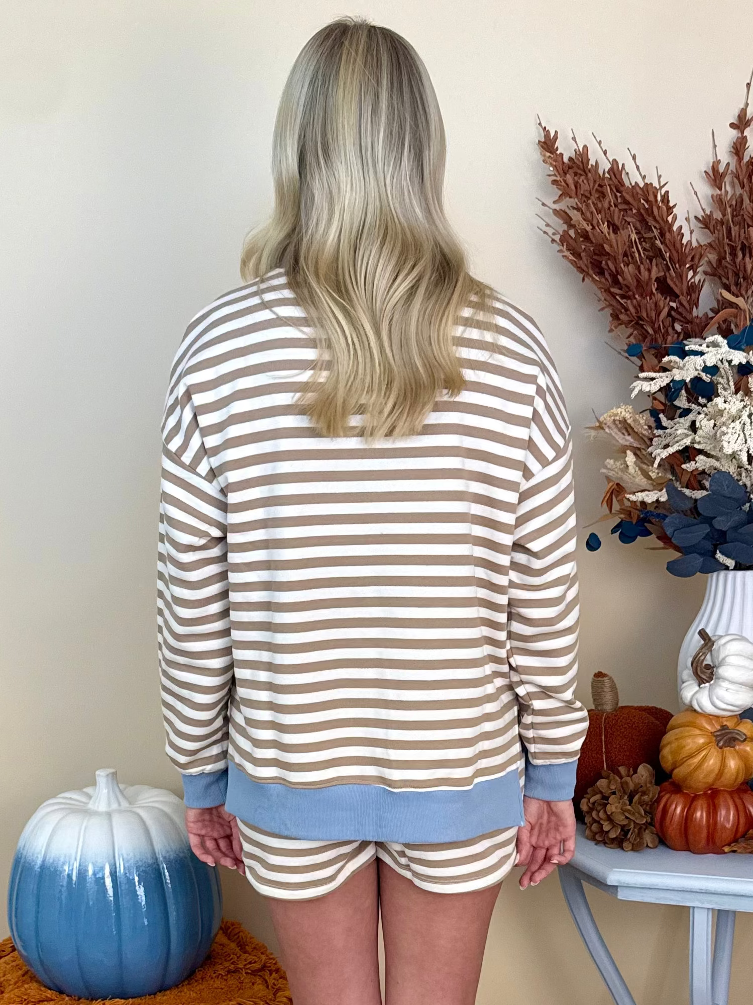 Uptown Weekend Khaki Multi Striped Boxy Top and Shorts Set-Shop-Womens-Boutique-Clothing