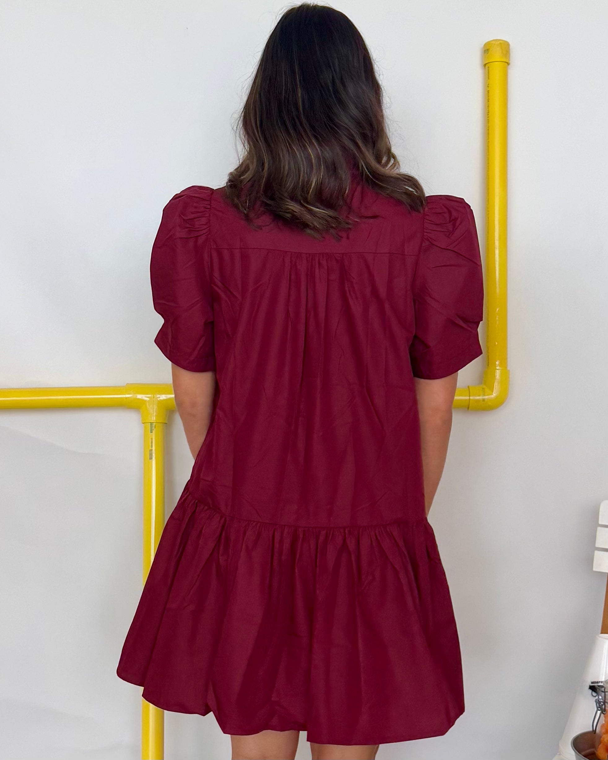 It's Always Right Burgundy Button Dress-Shop-Womens-Boutique-Clothing