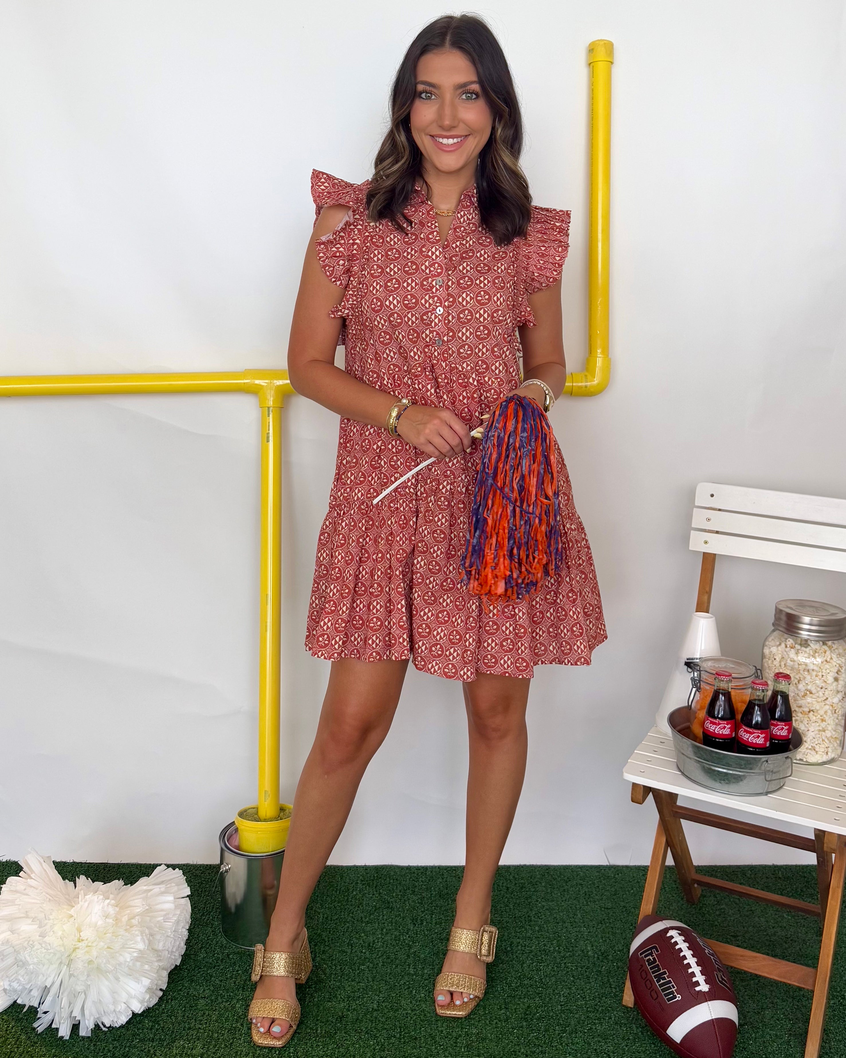 Never Say Never Rust Medallion Print Dress-Shop-Womens-Boutique-Clothing