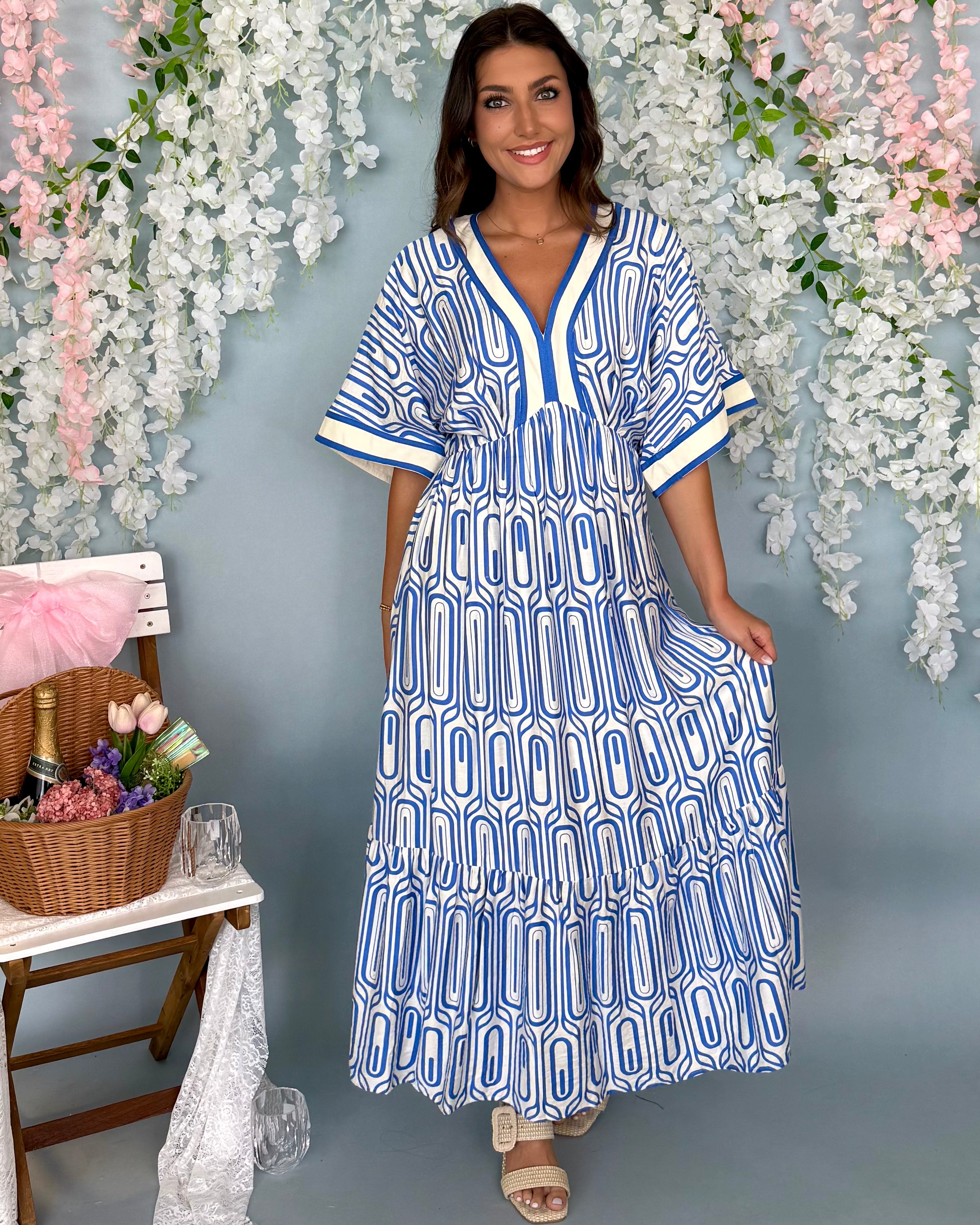 All Along Blue Abstract V Maxi Dress-Shop-Womens-Boutique-Clothing